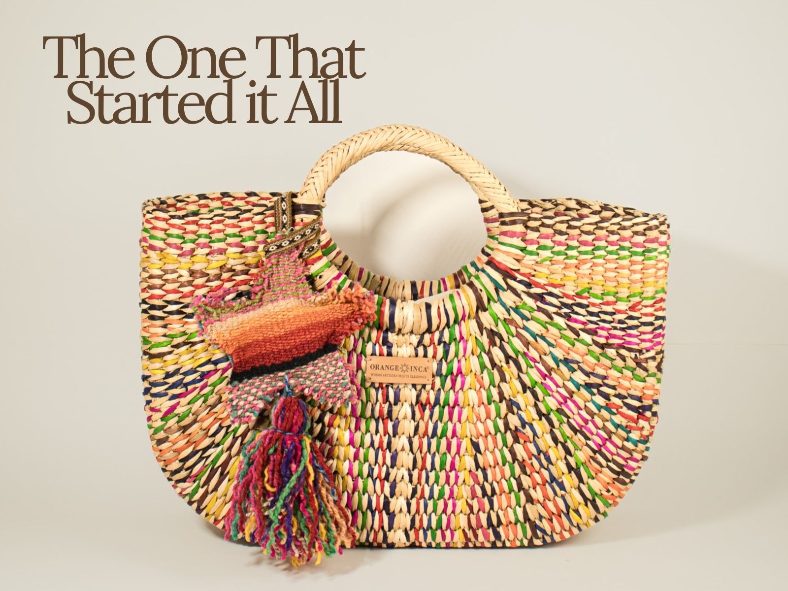 Junco reed tote — the Gran Fiesta, naturally dyed and handwoven in Peru | Orange Inca