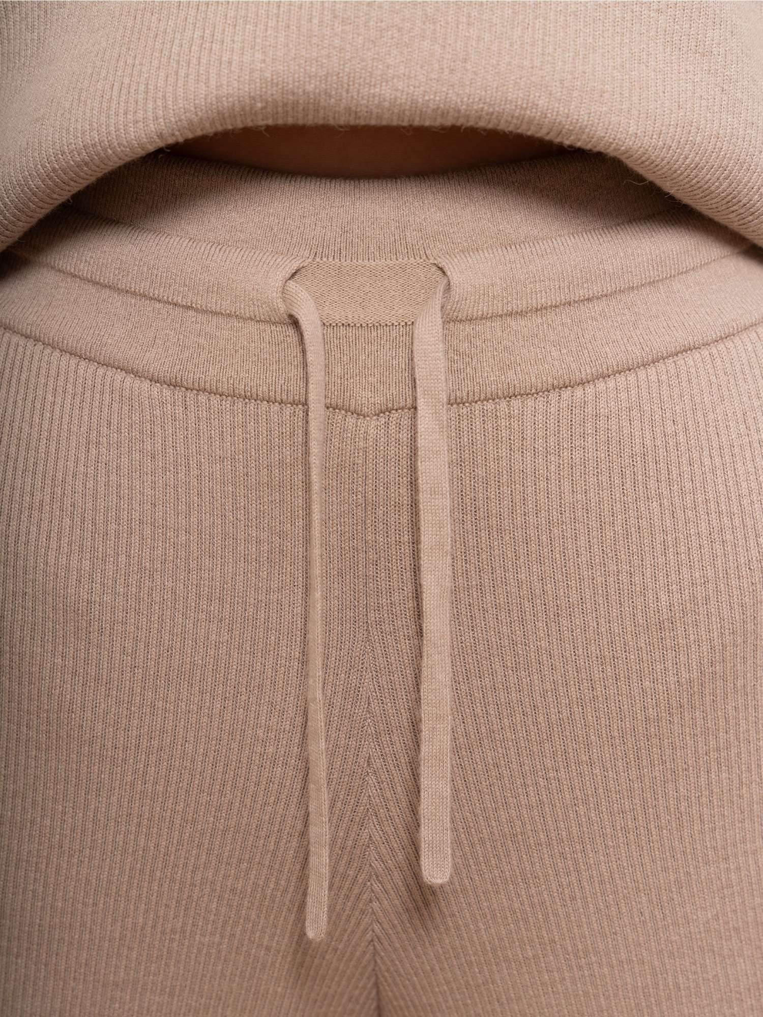 Alpaca & Pima Cotton Ribbed Loungewear Set – Beige