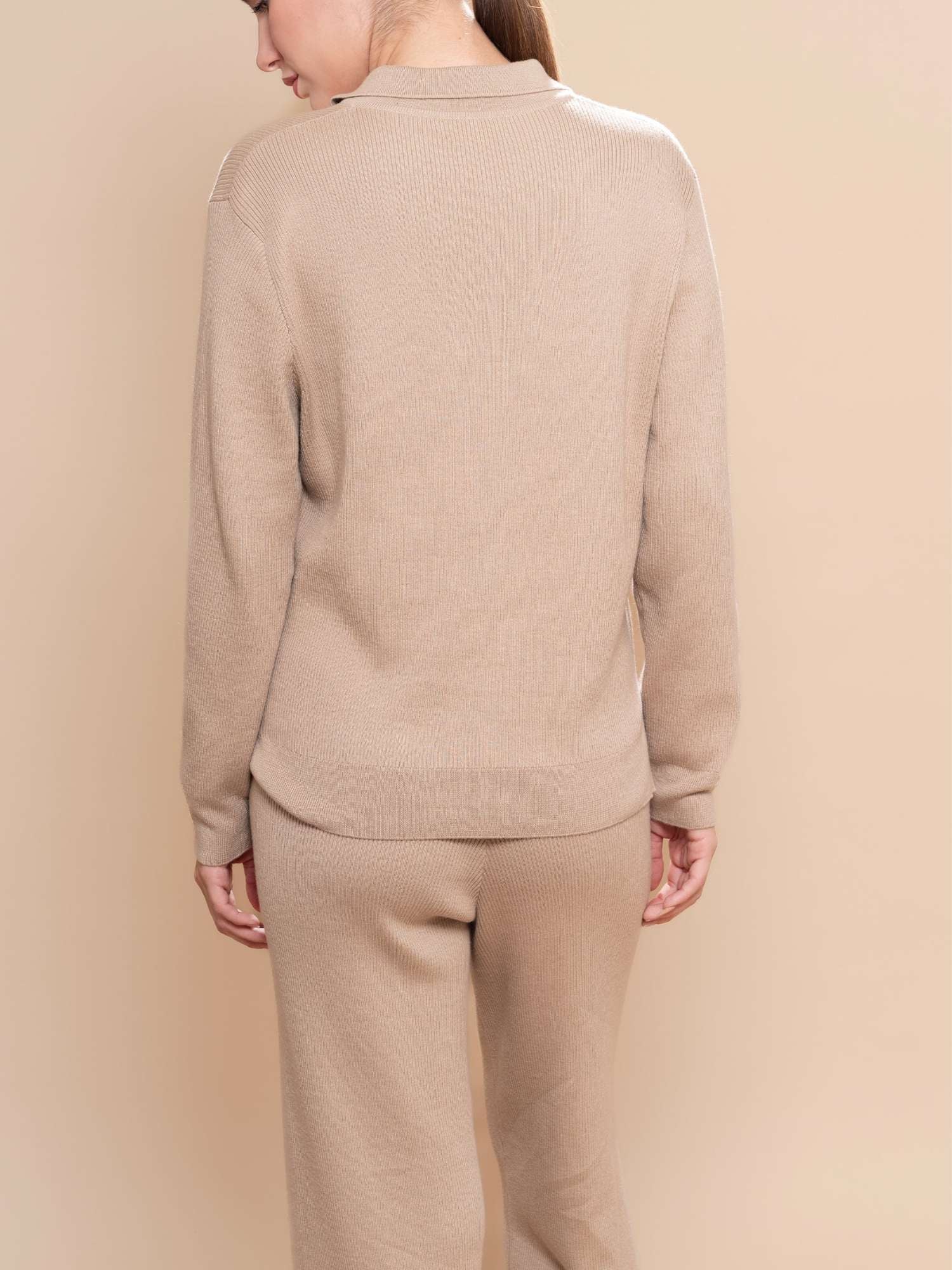 Alpaca & Pima Cotton Ribbed Loungewear Set – Beige