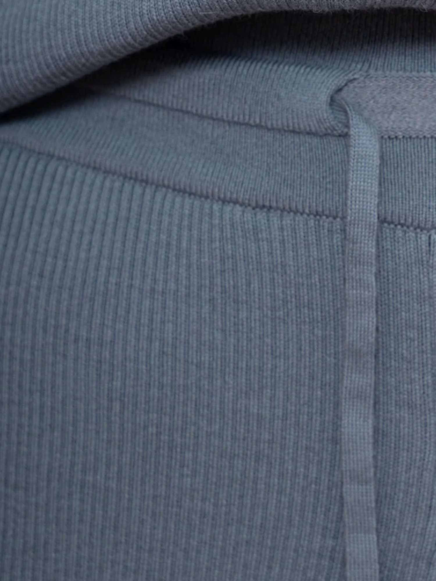 Alpaca & Pima Cotton Ribbed Loungewear Set – Steel Blue
