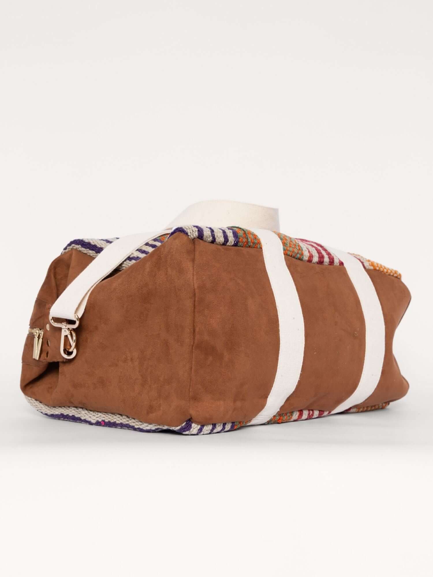 Bottom of artisan weekender bag – structured suede base for durability and everyday use