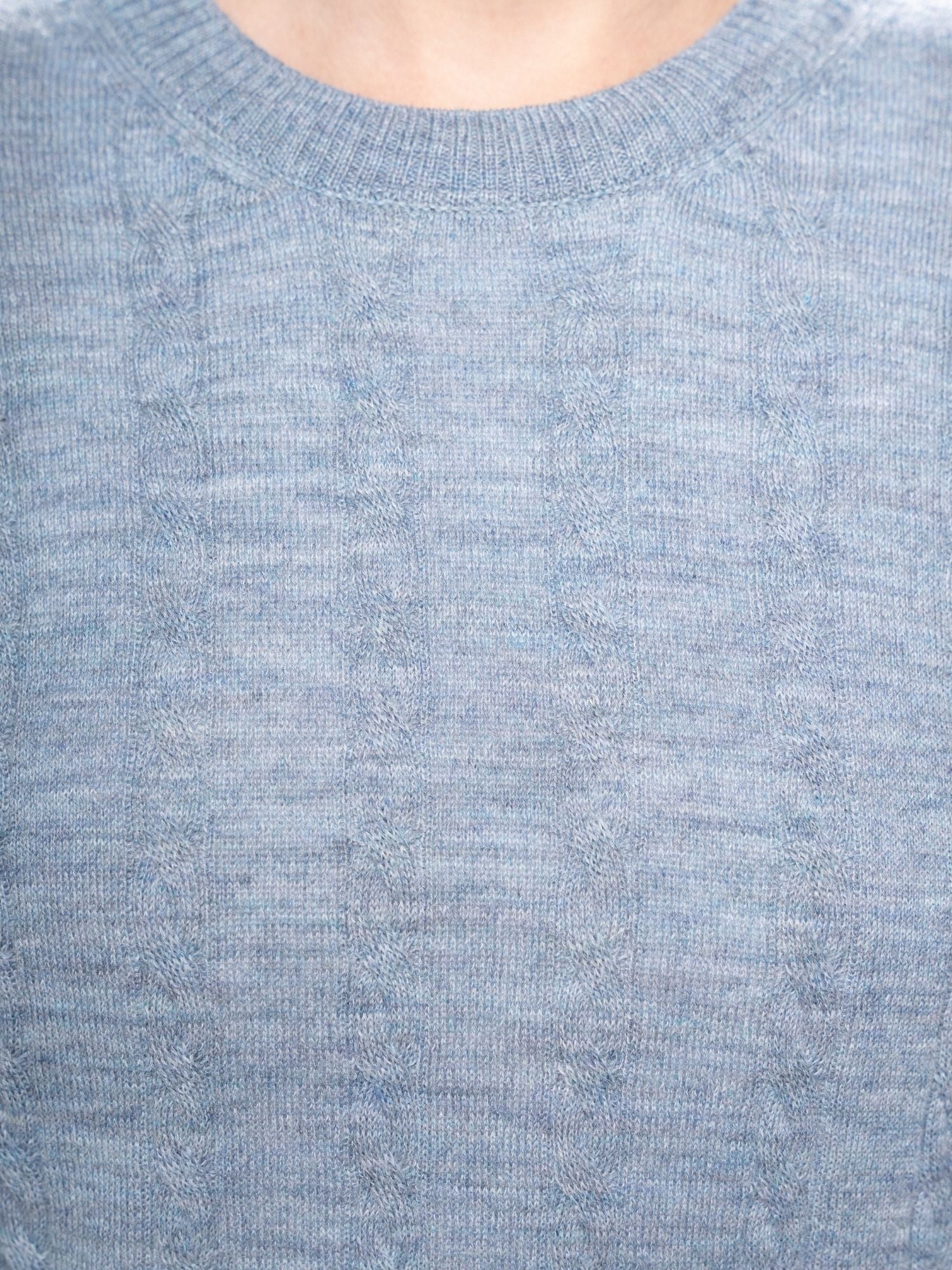 Braid Alpaca Knit Sweater - Blue Gray