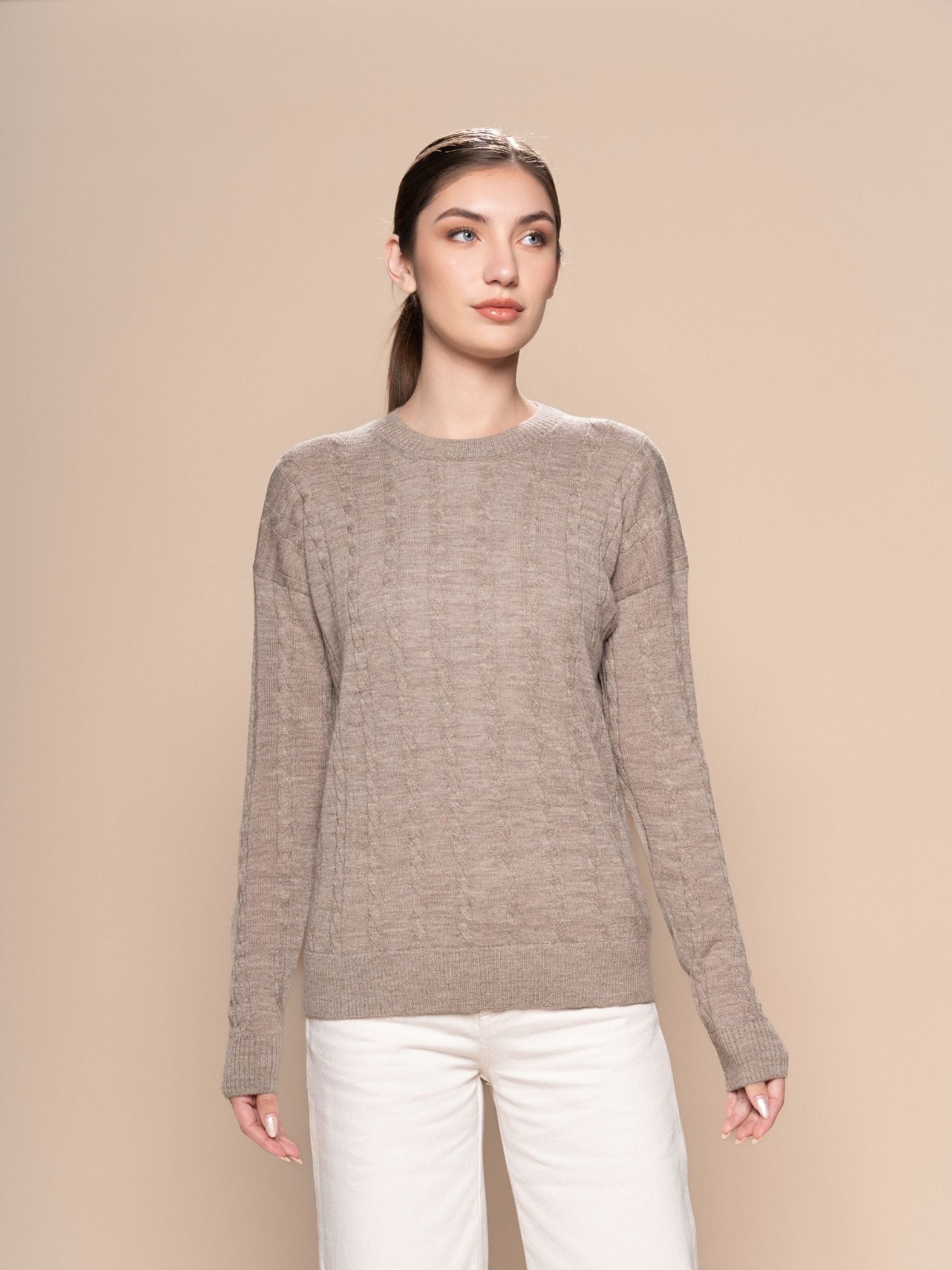 Braid Alpaca Knit Sweater - Cinnamon
