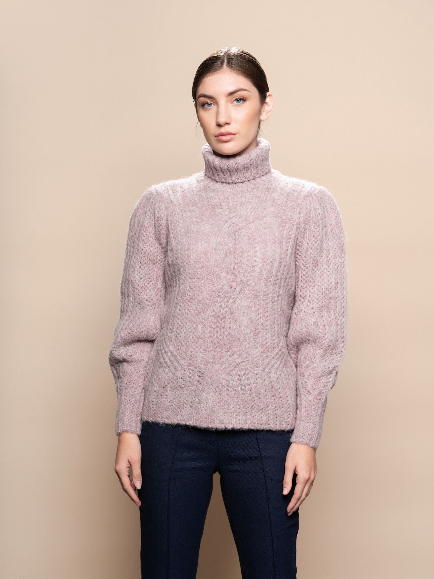 Cozy Turtle Neck Sweater - Pale Pink