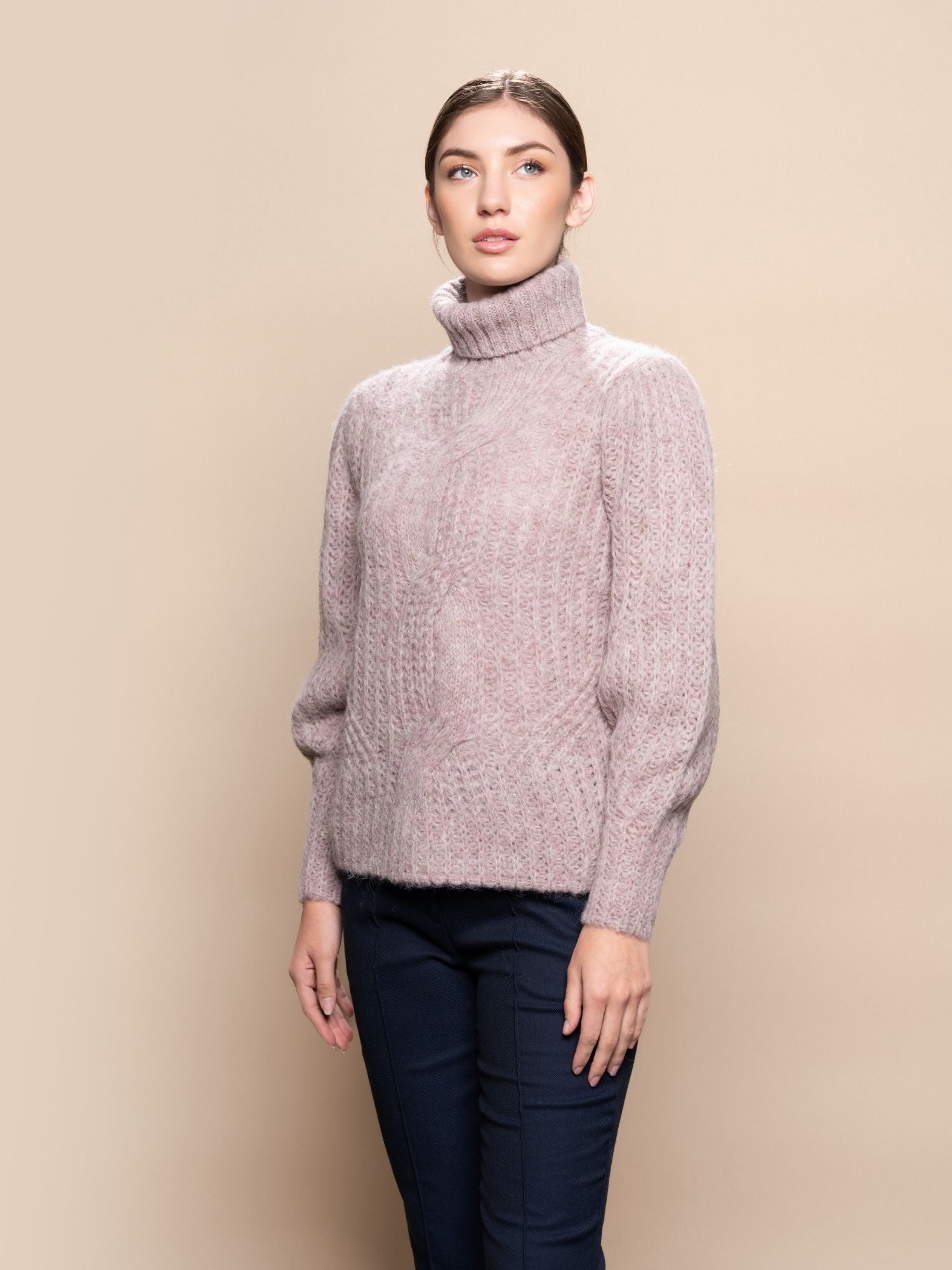 Cozy Turtle Neck Sweater - Pale Pink