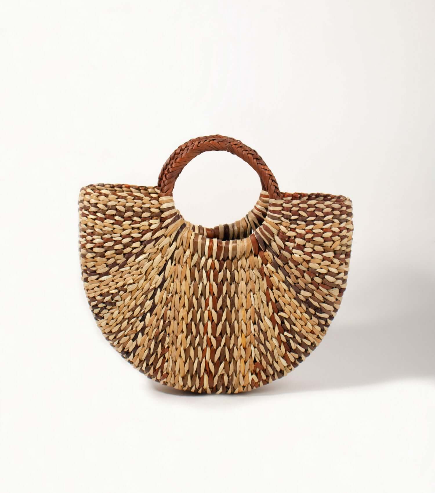 Fiesta Crossbody - artisanal medium bag with vegetable-tanned leather strap | Brown and Natural, Marbled Style