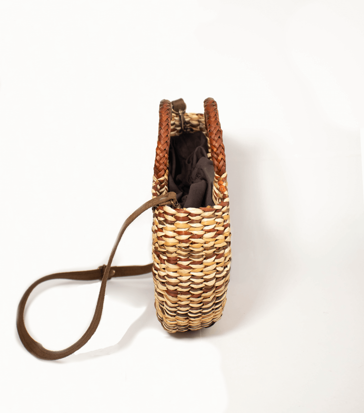 Fiesta Crossbody profile - sustainable medium bag with strap | Brown and Natural