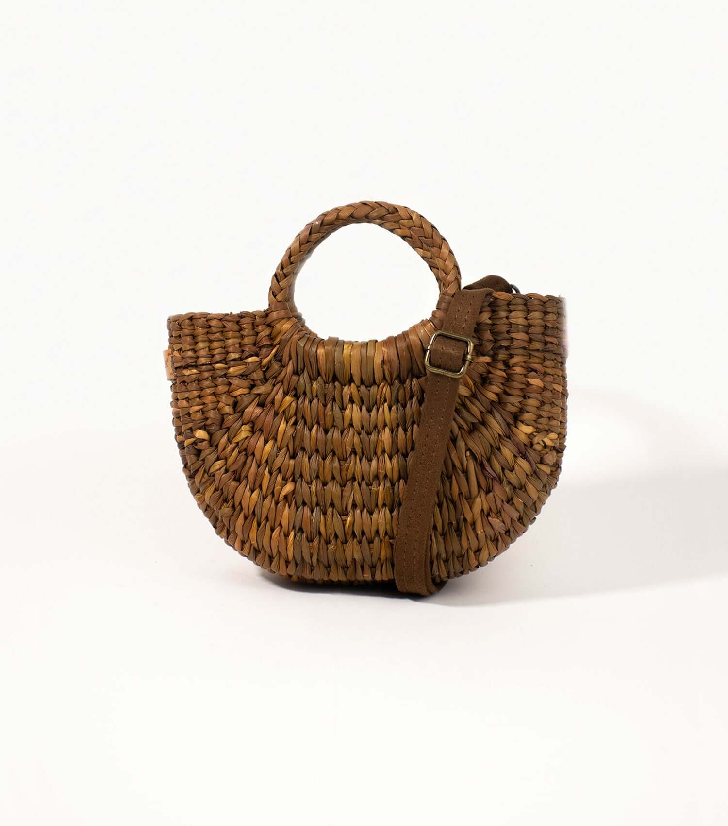 Brown woven straw crossbody bag with adjustable strap – Fiesta Mini | Orange Inca