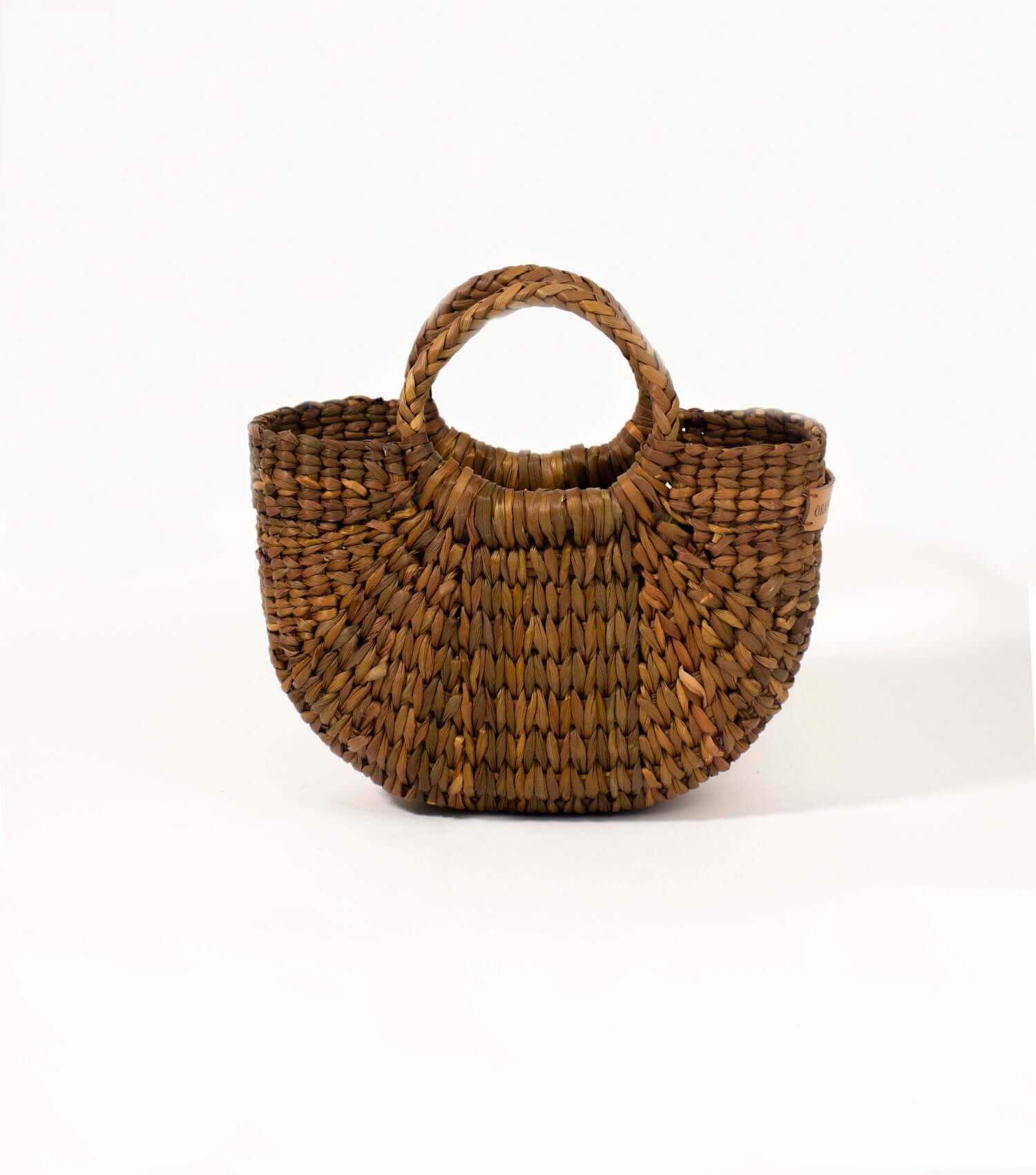 Brown woven straw mini crossbody back view – Fiesta Mini Original | Orange Inca