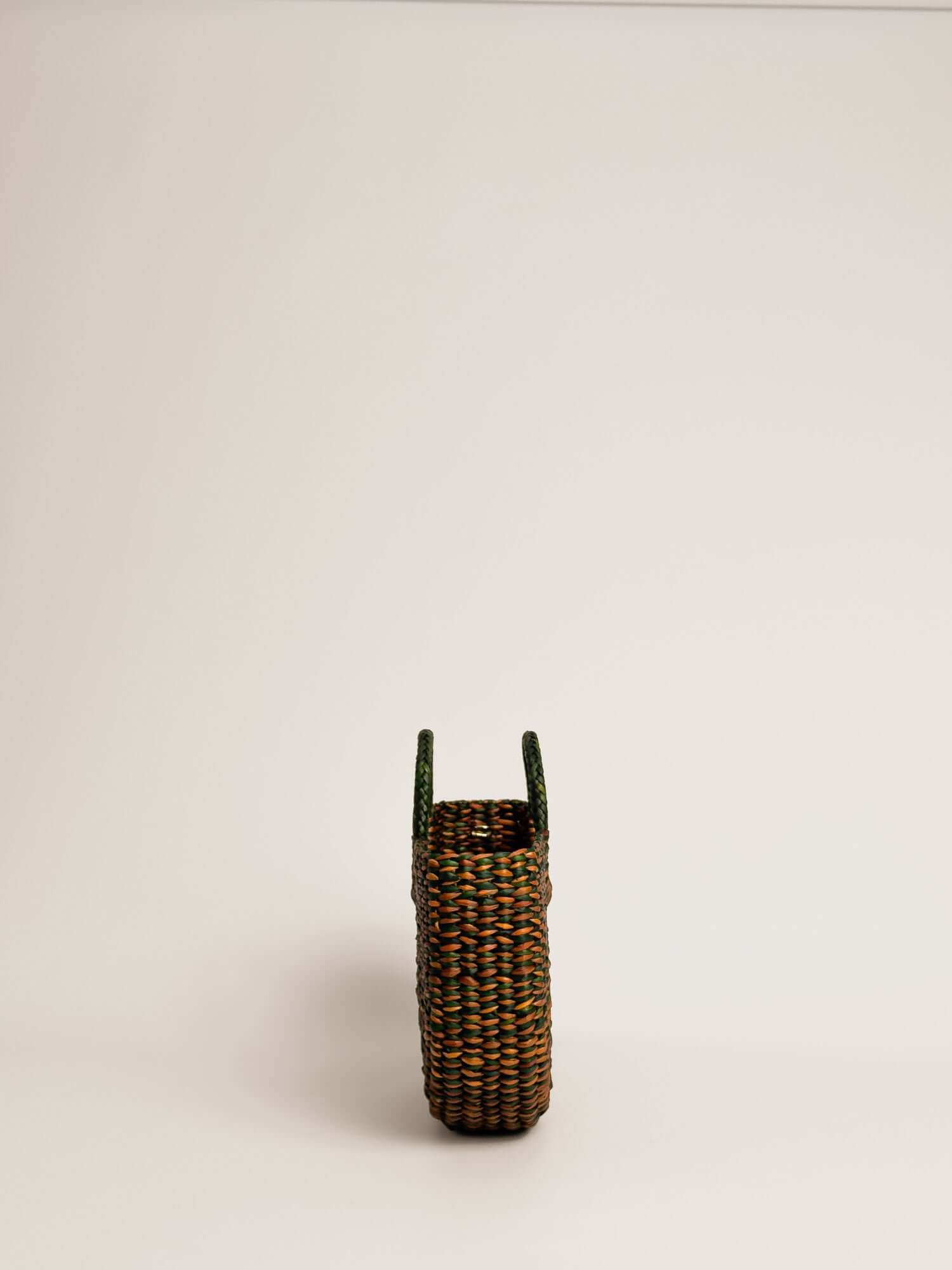 Handwoven basket and crossbody handbag | Marbled Olive Green Camel