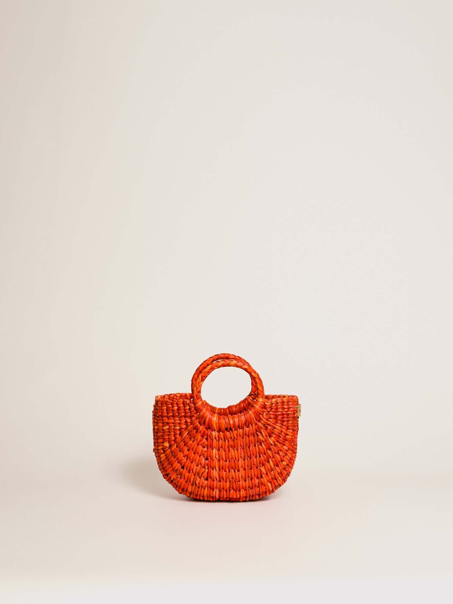 Orange Fiesta Mini Classic straw crossbody bag front view | Orange Inca