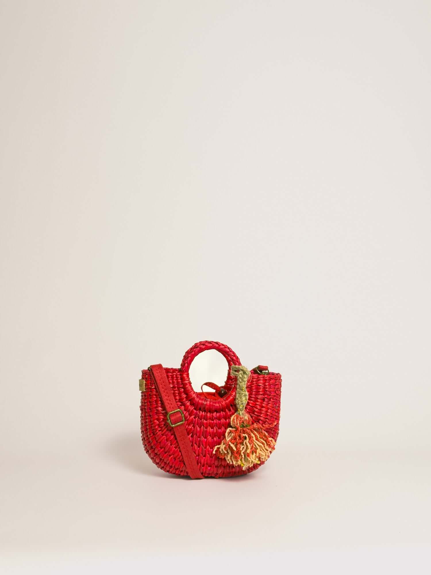 Designer straw crossbody bag by Orange Inca - mini purse | Red