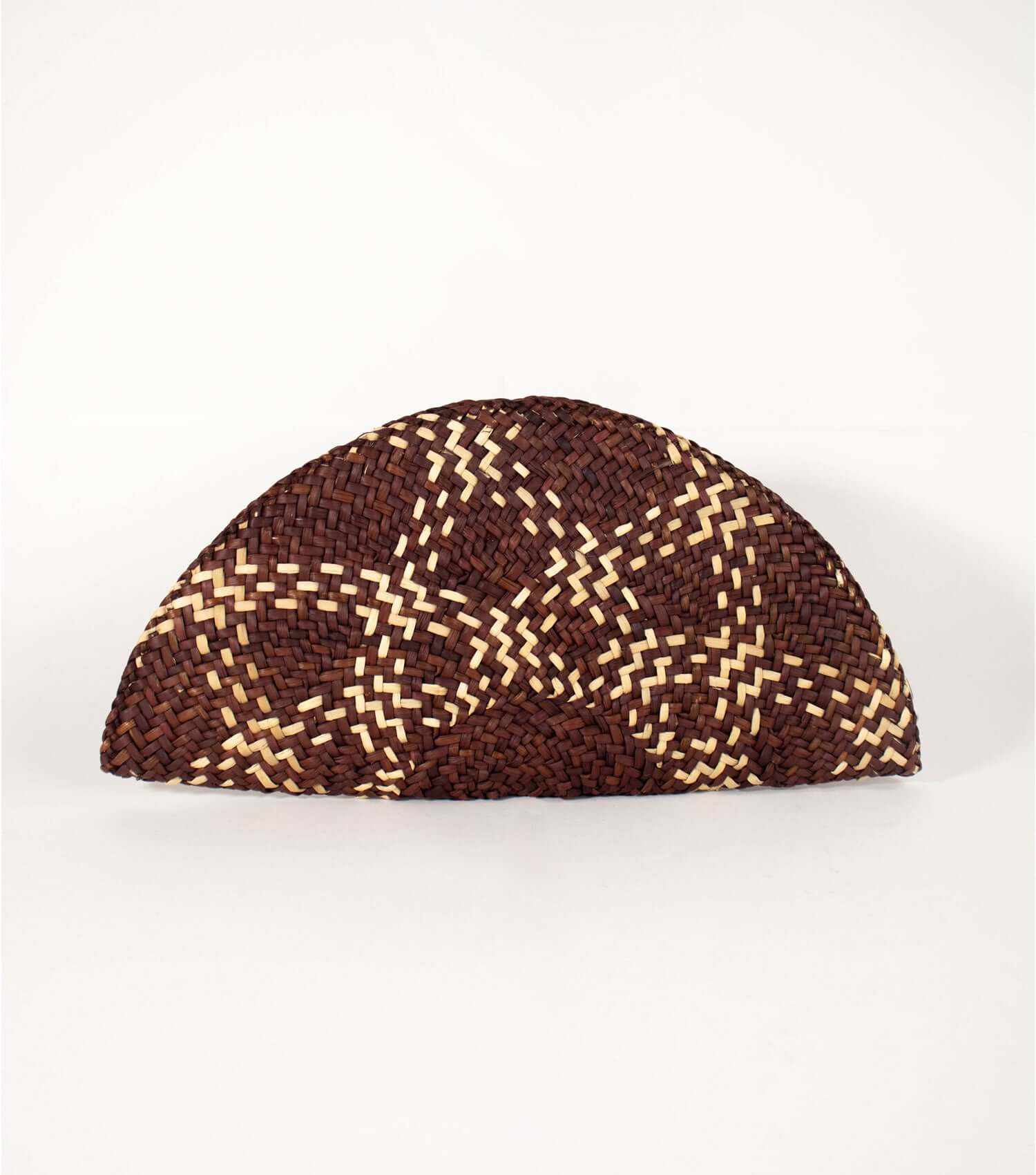 summer evening clutch in coffee brown and natural - handwoven sustainable handbag