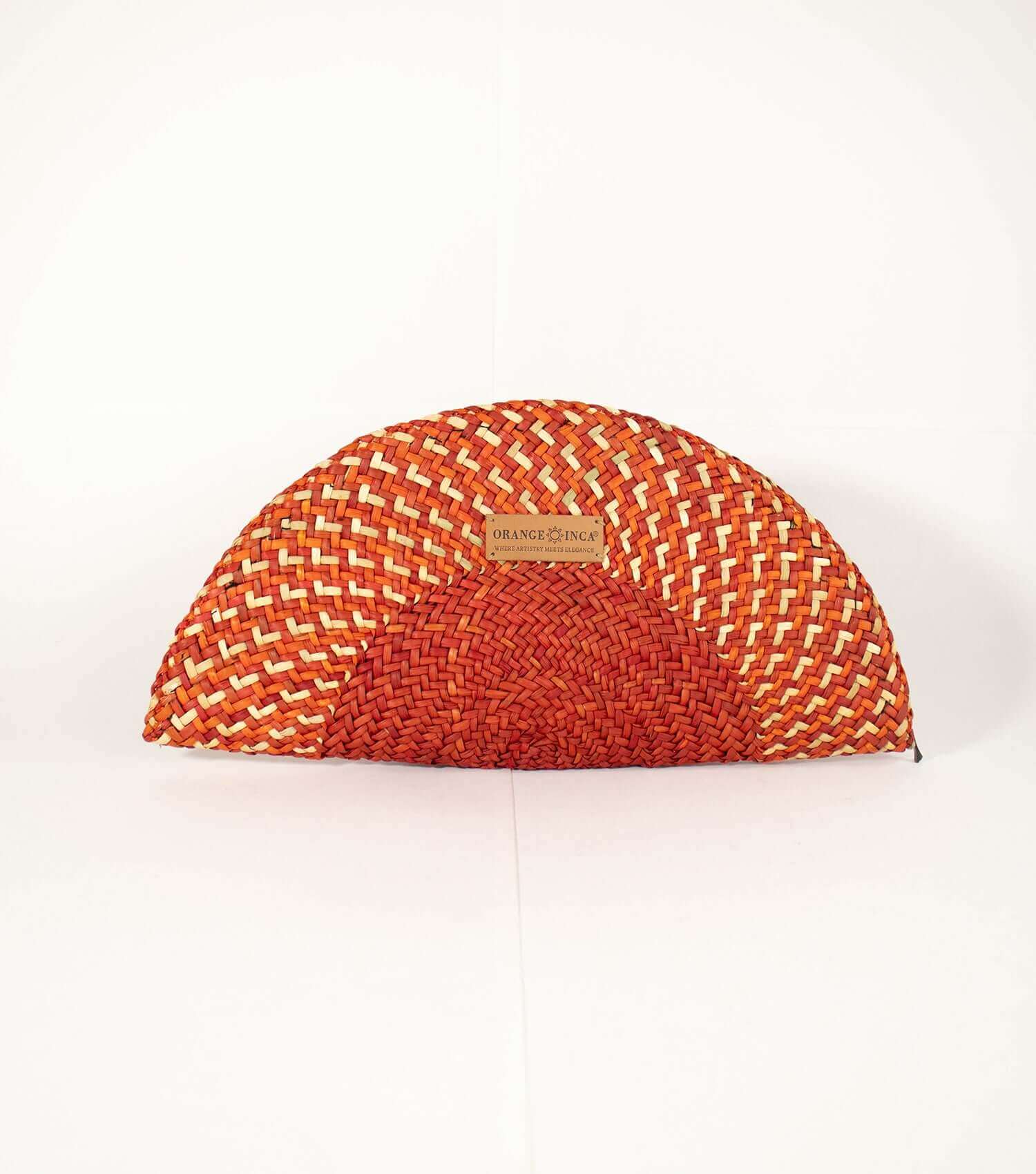 Orange Inca Flamenco Clutch - sustainable evening bag with fan design | Orange and Natural
