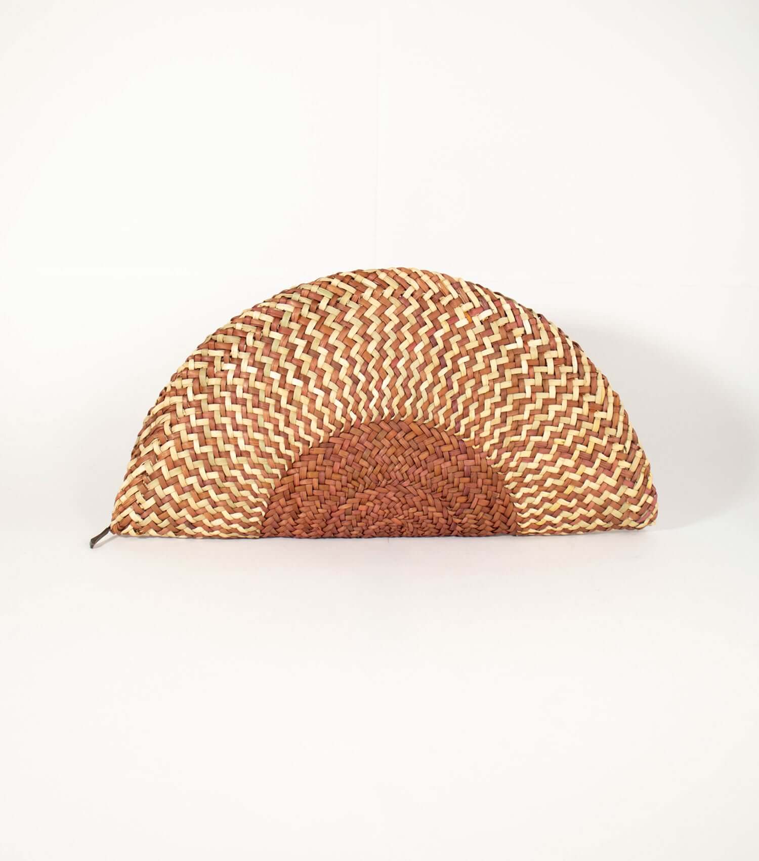 Summer evening clutch in camel and natural - handwoven sustainable handbag
