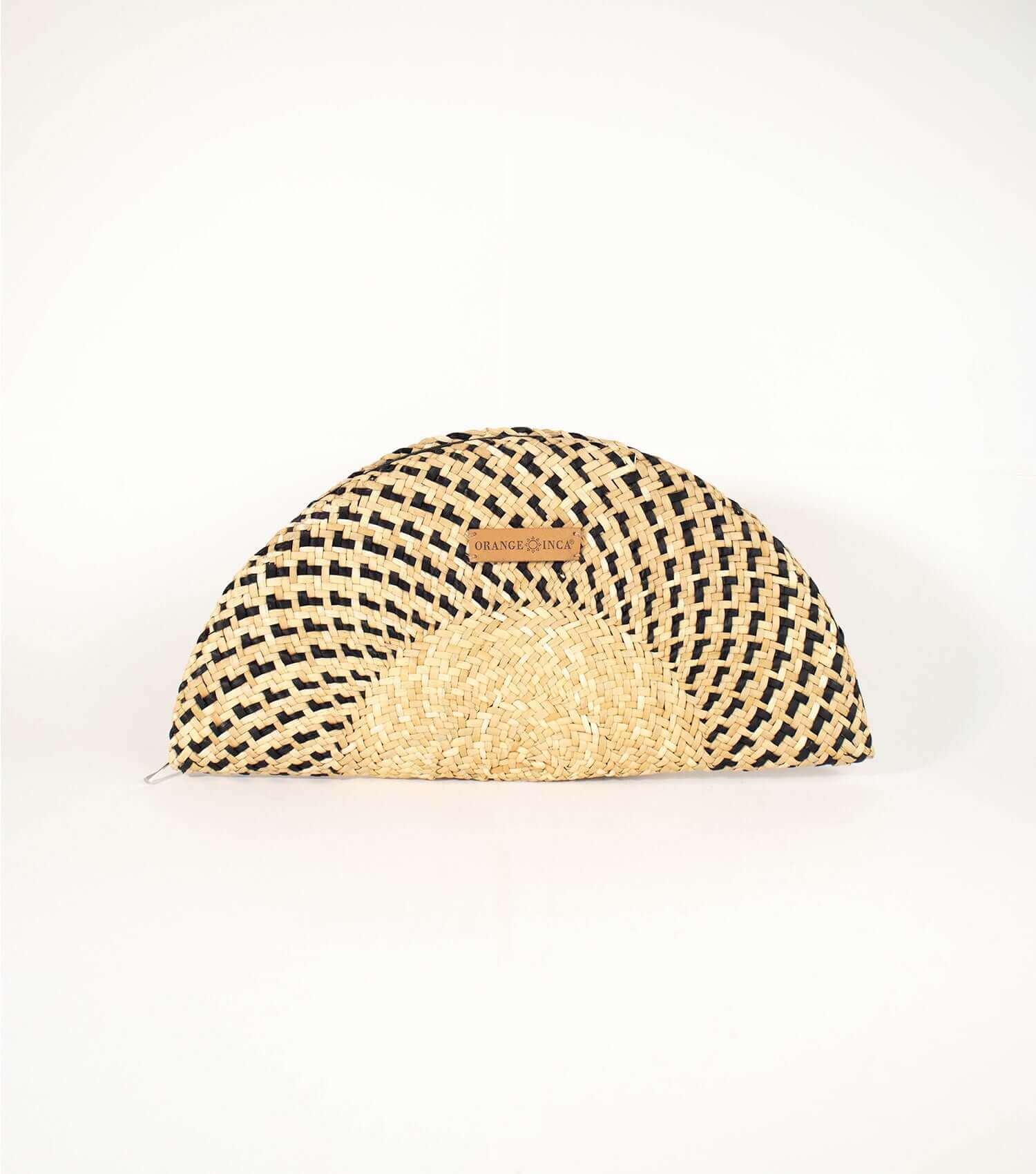 Orange Inca Flamenco Clutch - sustainable evening bag with fan design | Ivory White and Black