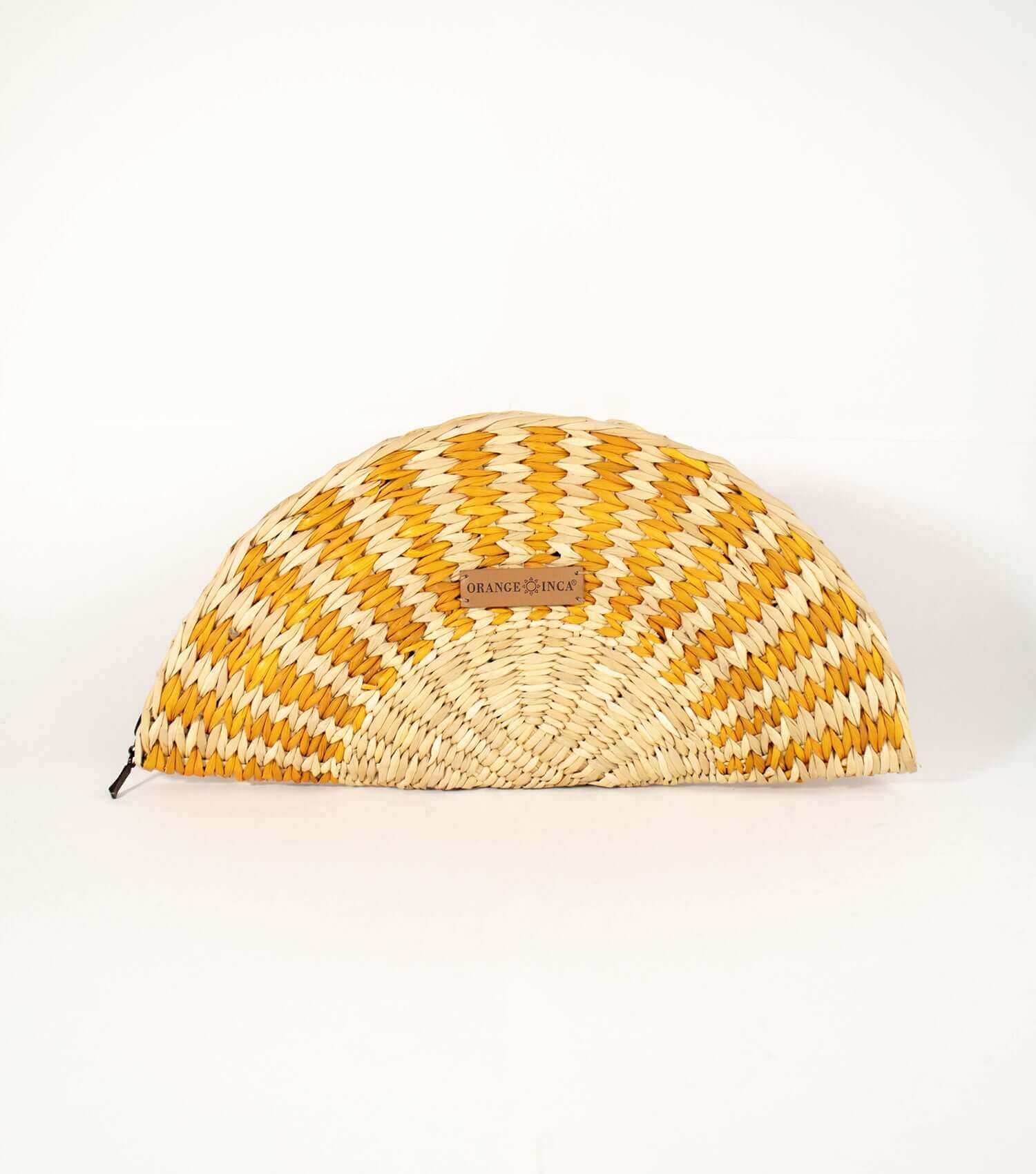 Orange Inca Flamenco Clutch - sustainable evening bag with fan design | Natural and Yellow