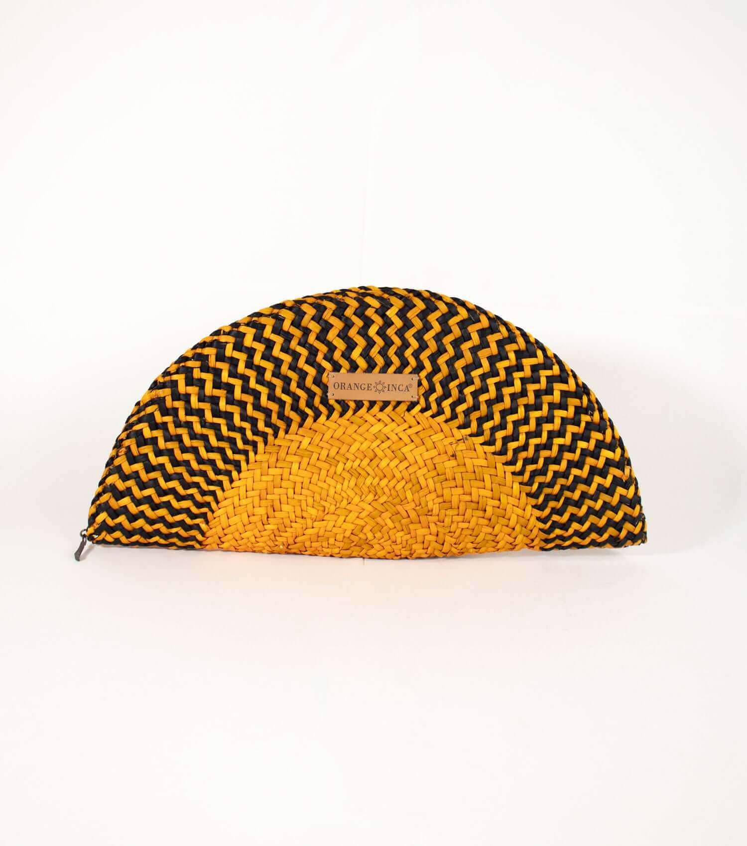 Orange Inca Flamenco Clutch - sustainable evening bag with fan design | Yellow and Black