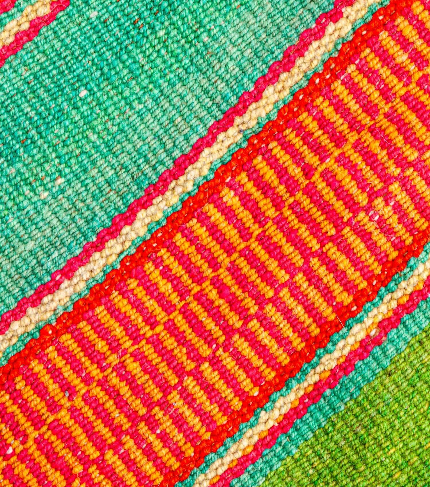 Peruvian frazada No. 12 — handwoven wool rug and throw, 179×166cm | Orange Inca