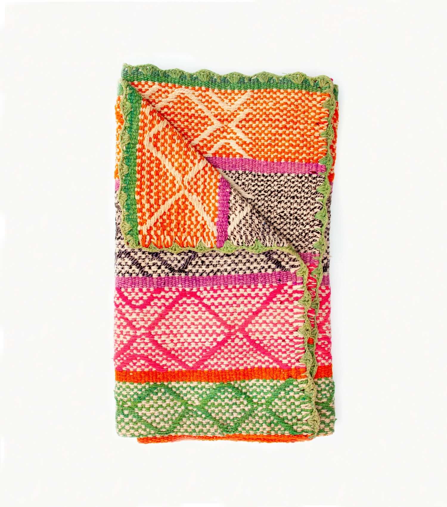 Peruvian Frazada - Wool Throw & Rug, Traditional Textile Art - No. 10 - 183x165 cms