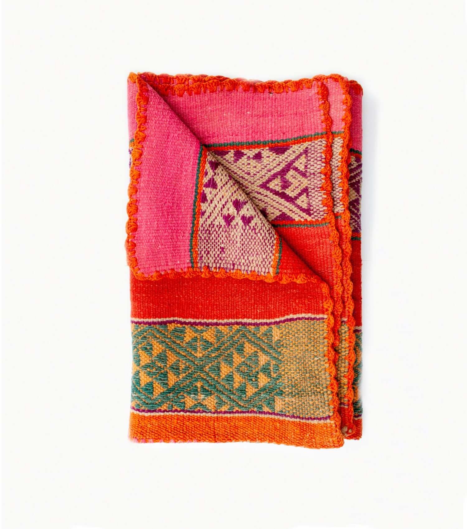 Peruvian Frazada - Wool Throw & Rug, Traditional Textile Art - No. 19 - 175x141 cms