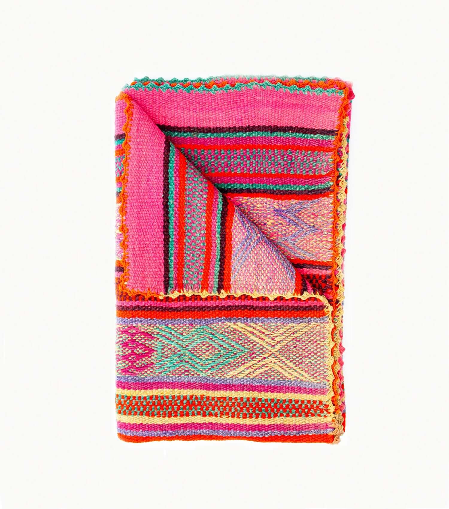 Peruvian Frazada - Wool Throw & Rug, Traditional Textile Art - No. 18 - 172x132 cms