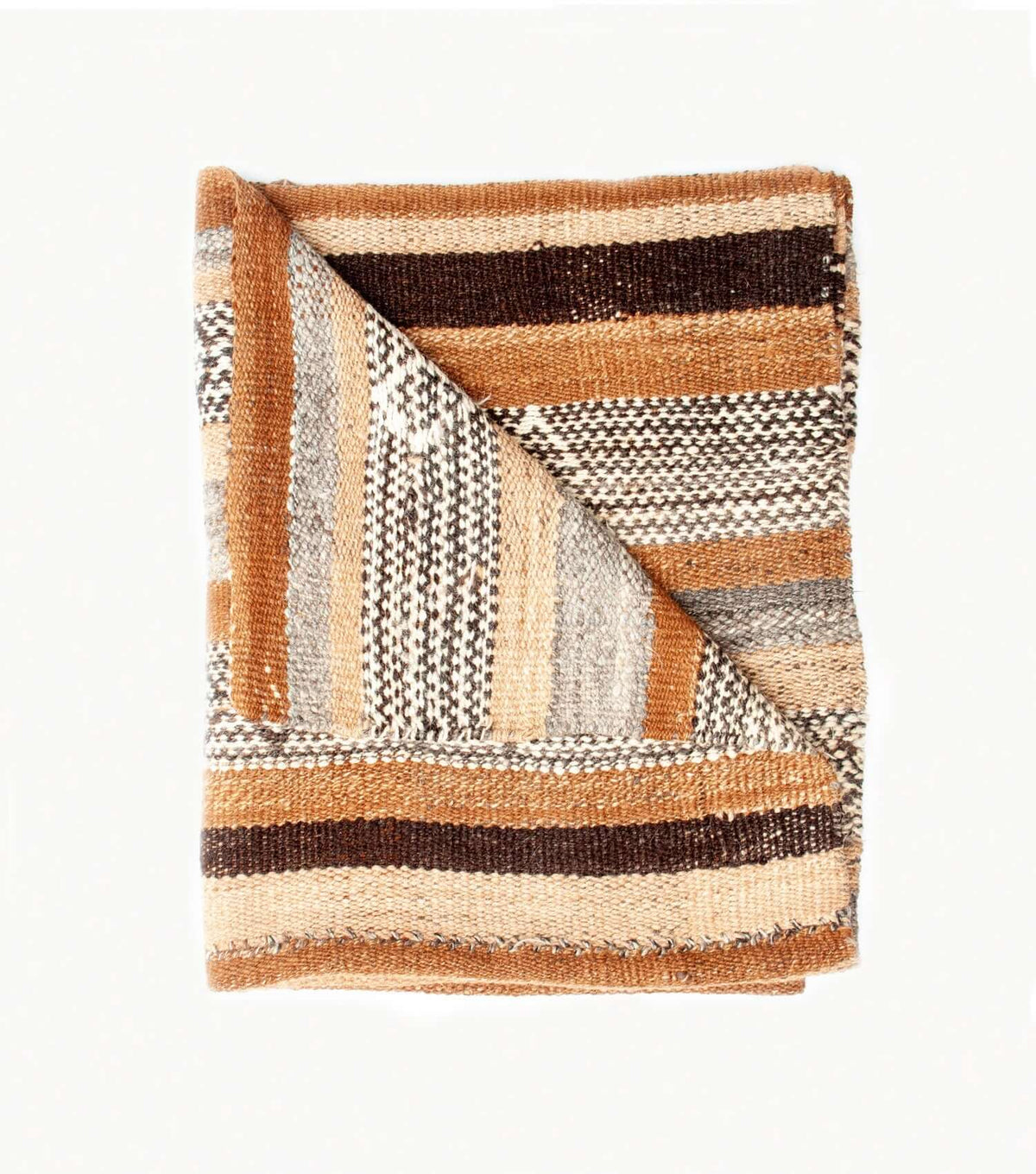 Alpaca frazada throw folded — handwoven single-thread alpaca, 181×114cm | Orange Inca