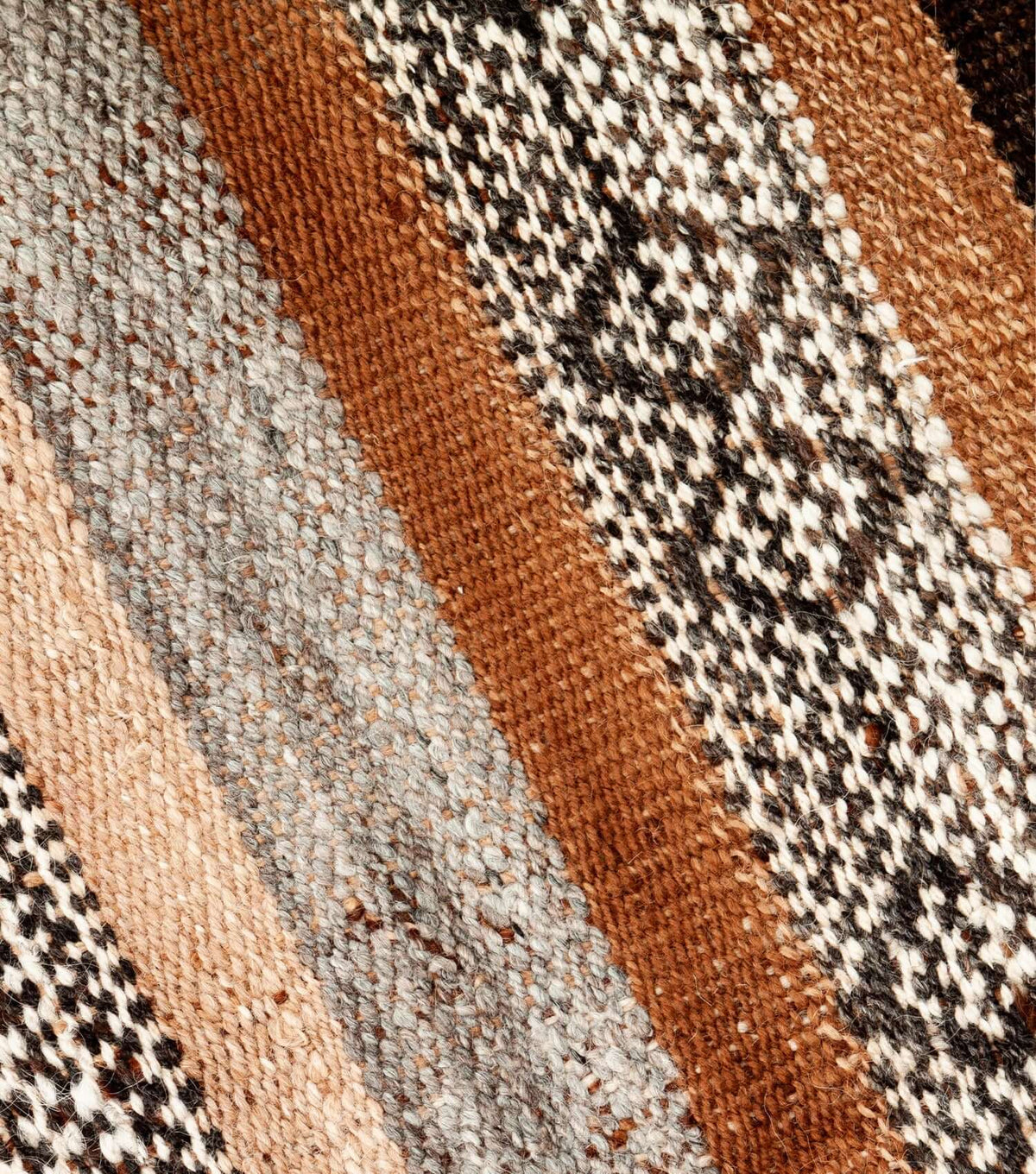 Alpaca frazada throw detail — close-up of handwoven natural alpaca weave, artisan-made in Peru | Orange Inca
