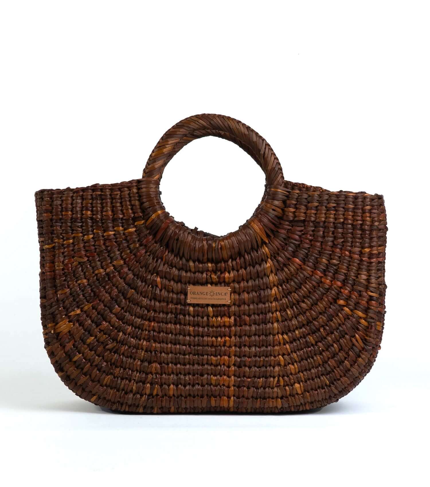 Orange Inca Gran Fiesta handwoven straw tote - sustainable luxury beach bag | Brown