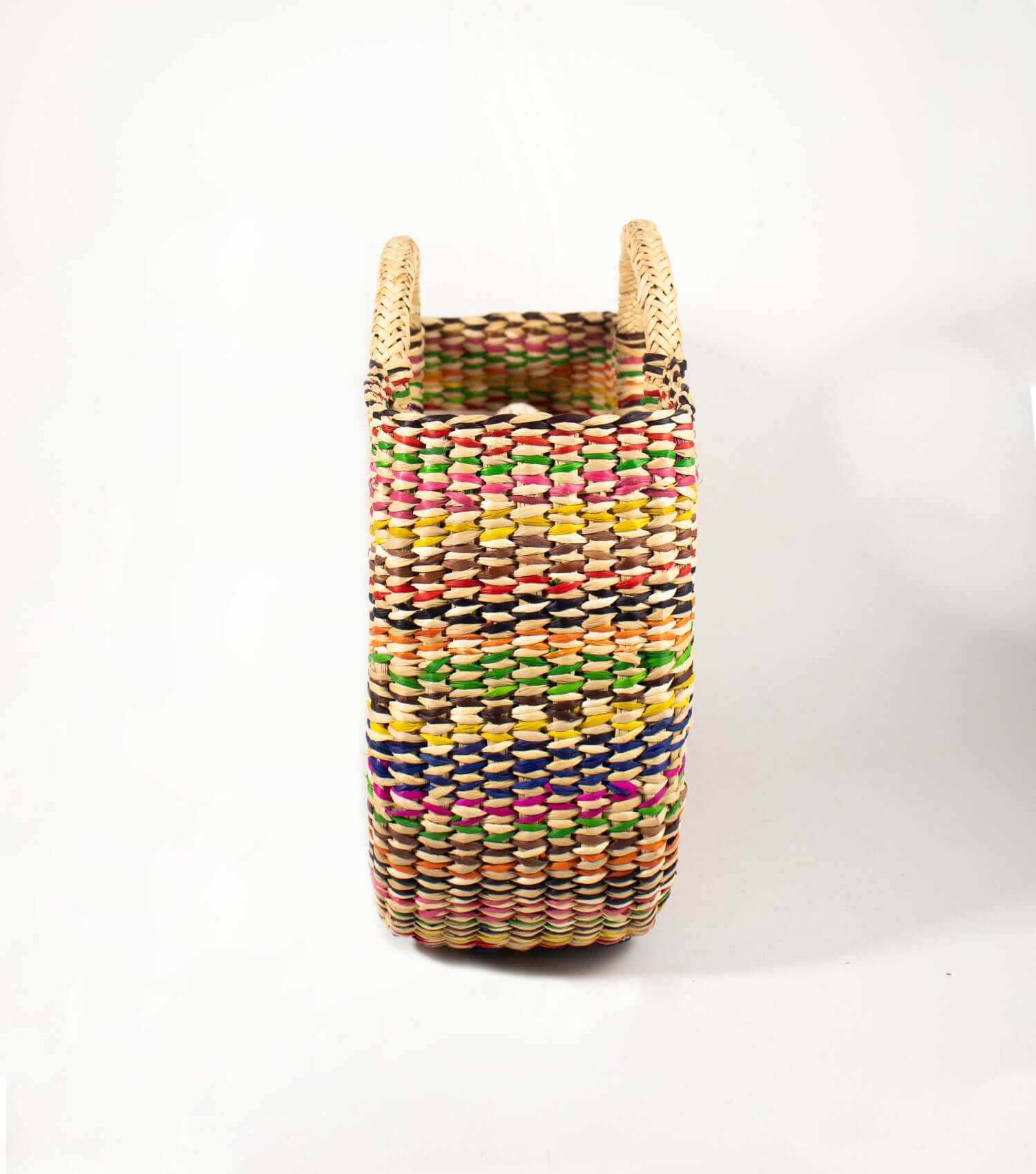 Gran Fiesta Crossbody Tote - Natural Carnival featuring handwoven junco tote bag with structured handles in vibrant colors.