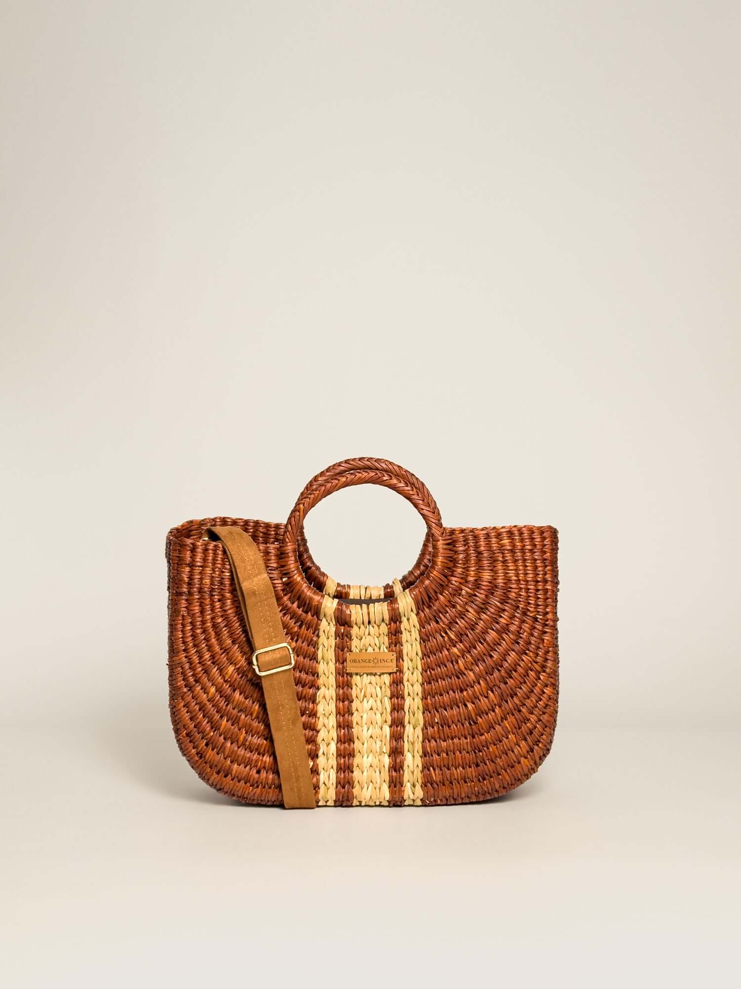 Design Tote Bag with coin purse and artisanal tassel from Orange Inca|Camel Striped