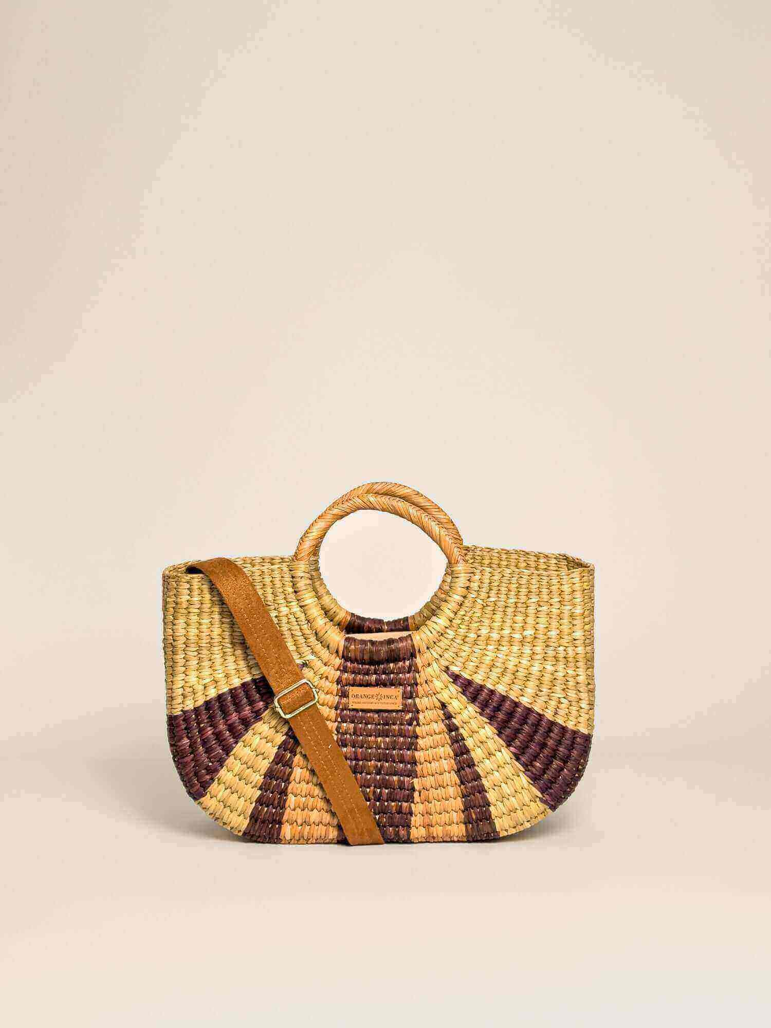 Gran Fiesta Crossbody Tote - Burgundy, Brown and Natural