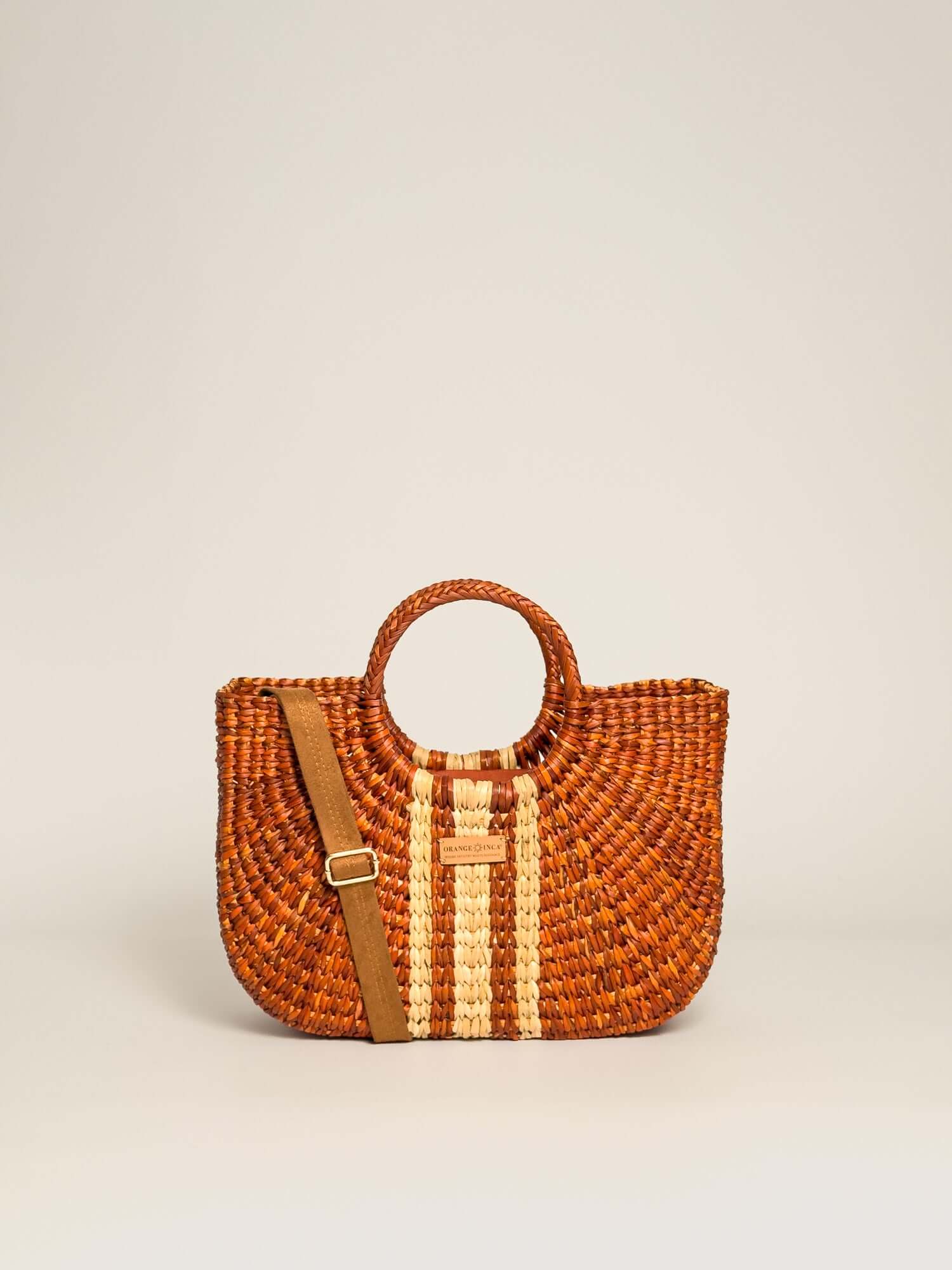 Design Tote Bag with coin purse and artisanal tassel from Orange Inca|Terracota Striped