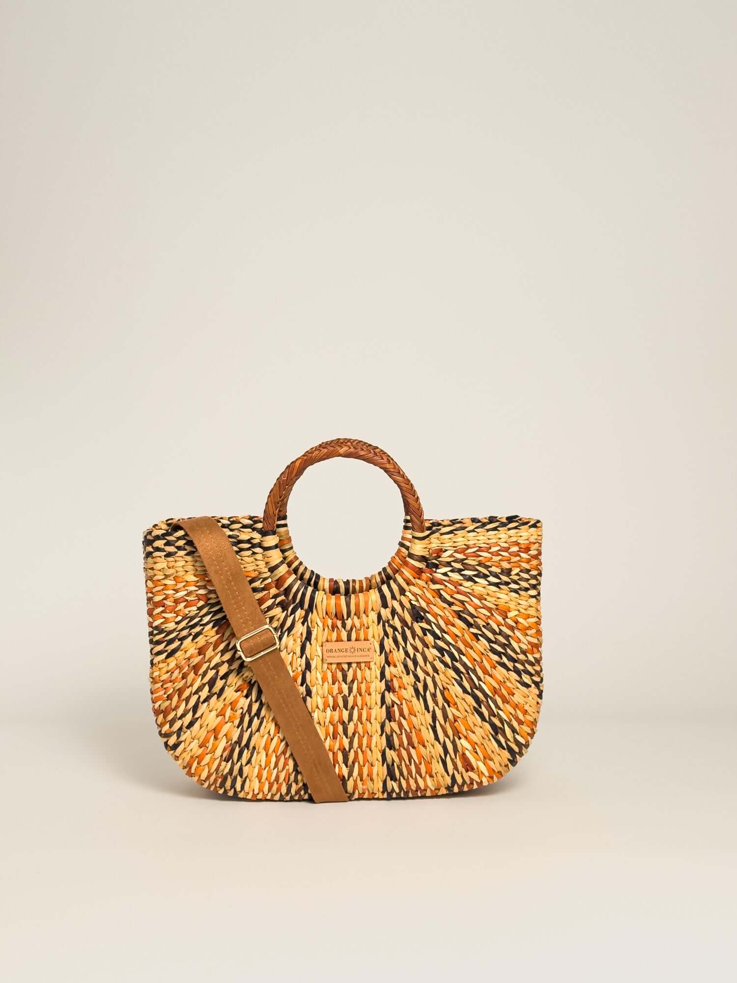Poolside Handbag functional with coin purse and tassel from Orange Inca | Brown and Natural Marbled