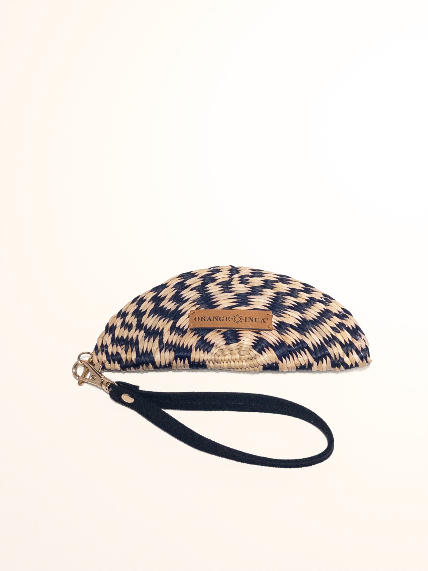 Coin Purse with Strap - Checkered Black and Natural