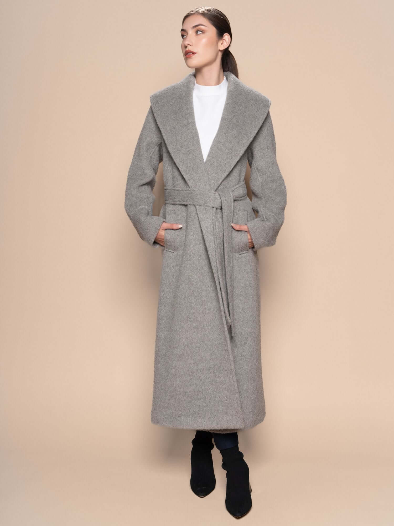 Alpaca Wool Coat - Light Gray (The Maras Coat)