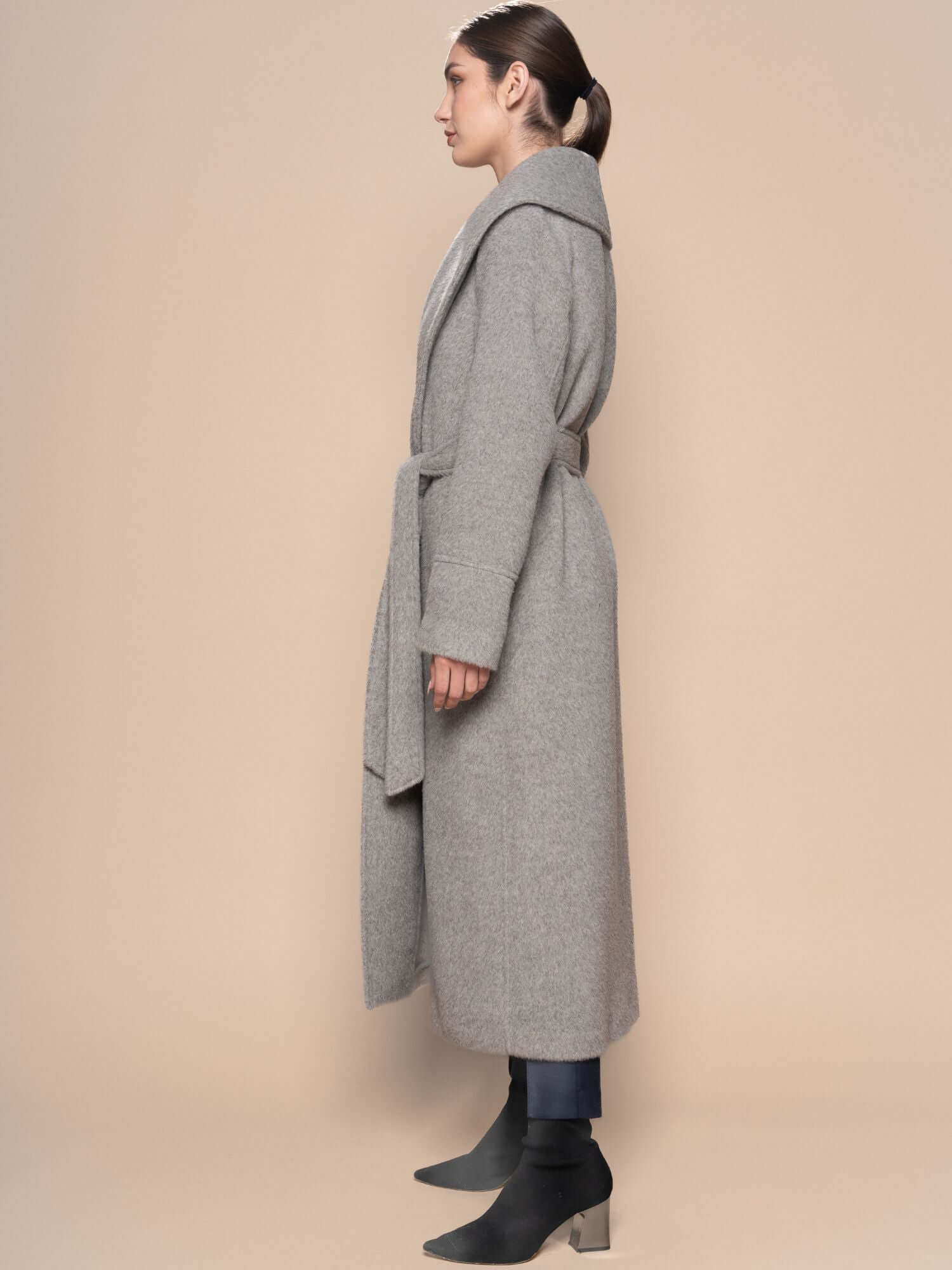 Alpaca Wool Coat - Light Gray (The Maras Coat)