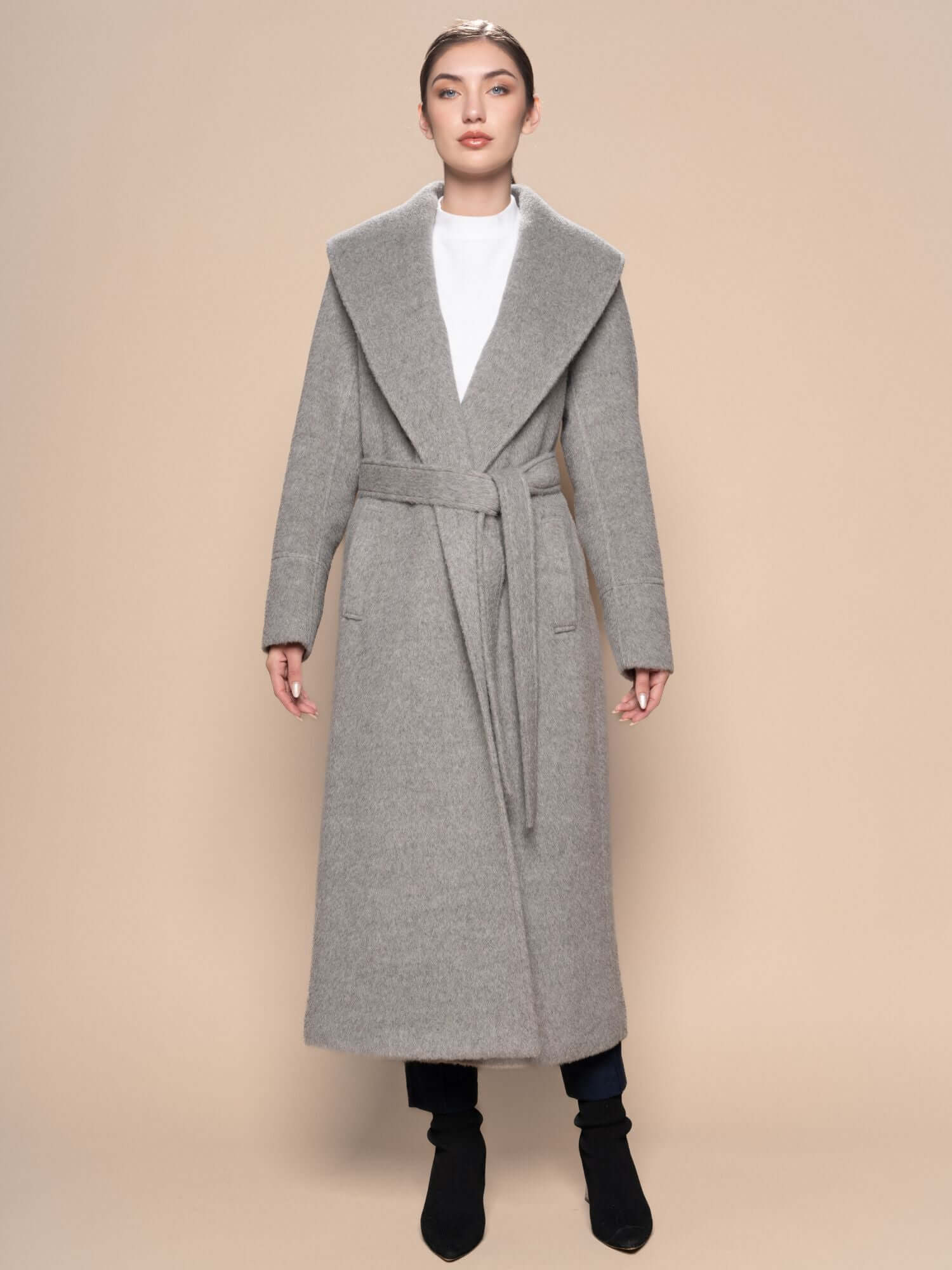 Alpaca Wool Coat - Light Gray (The Maras Coat)
