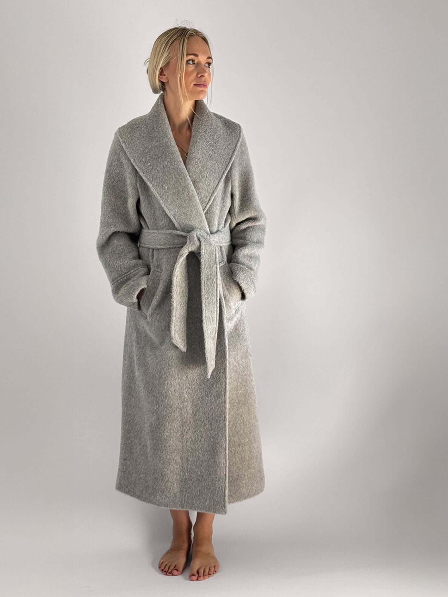 Alpaca Wool Coat - Light Gray (The Maras Coat)