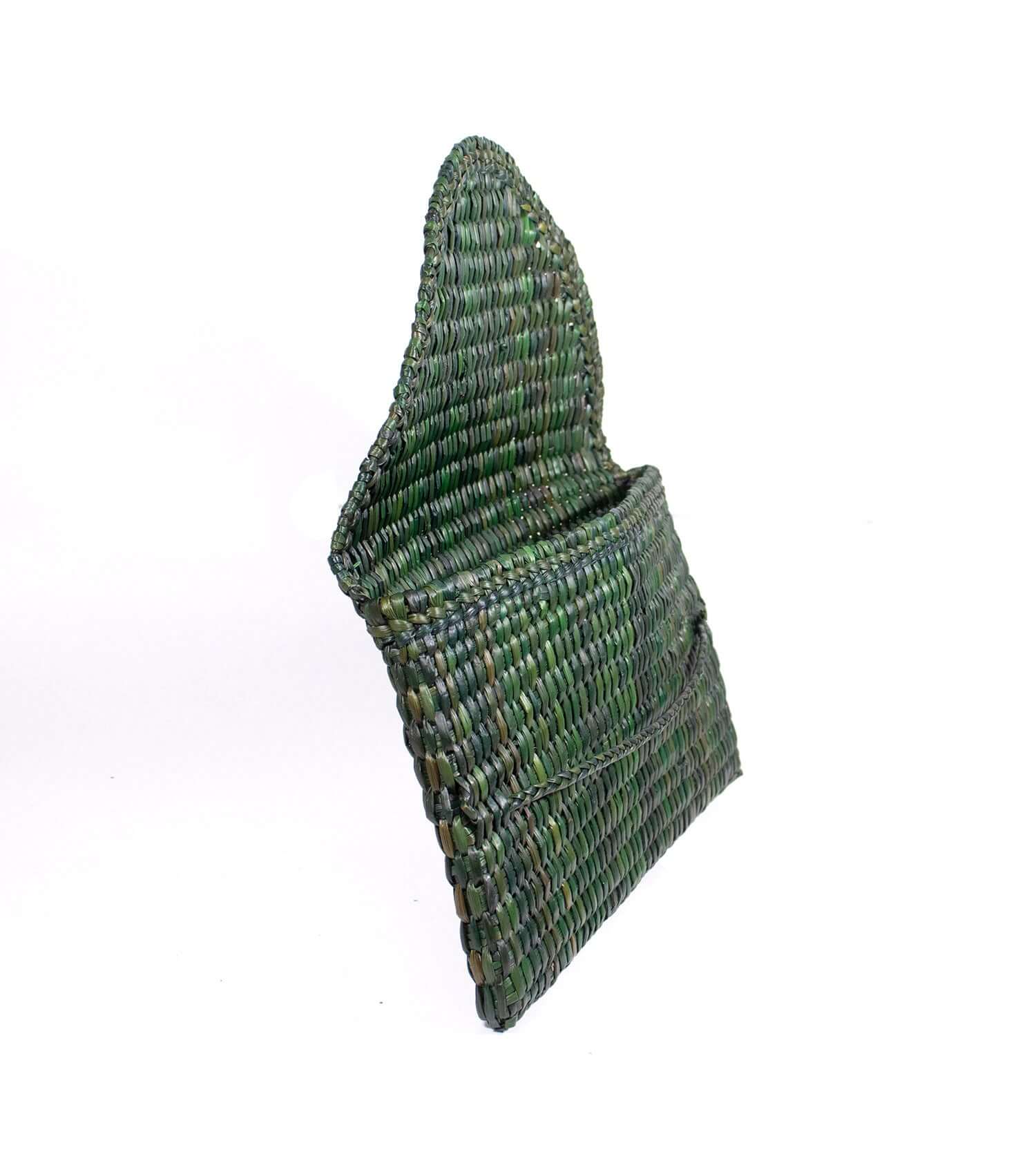 Lima Clutch side angle - artisanal special occasion bag | Dark Green