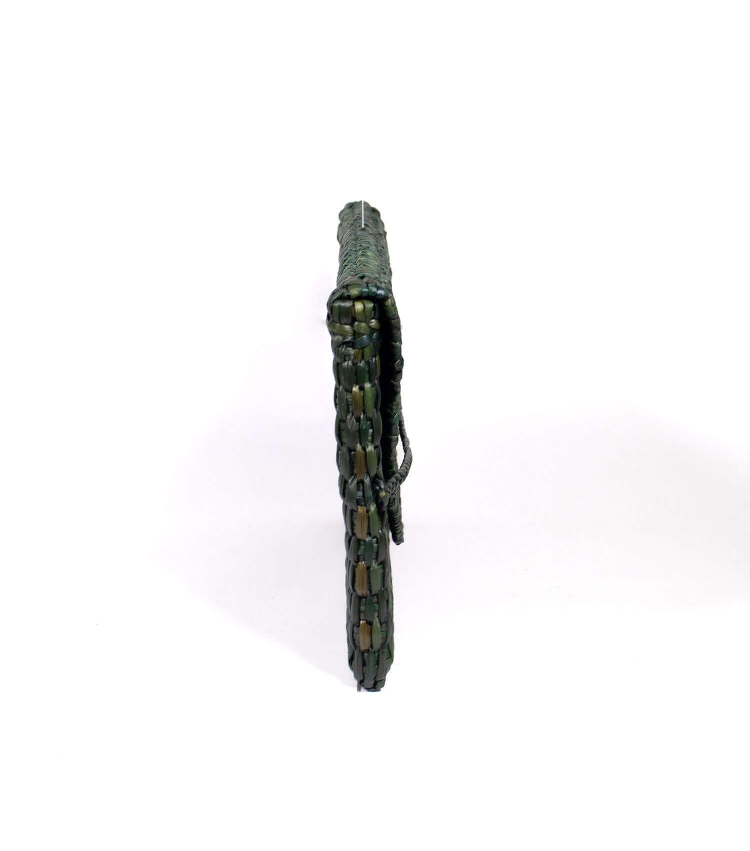 Lima Clutch side angle - resort party bag | Dark Green