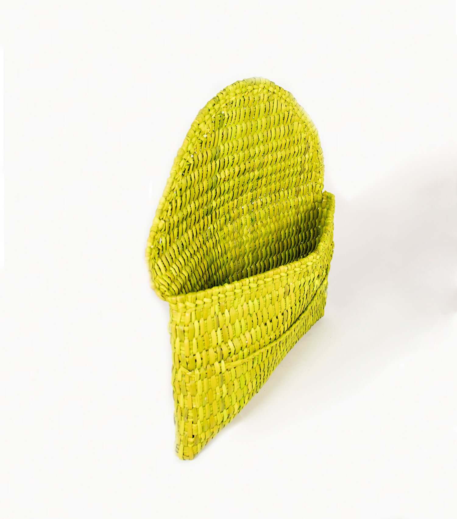 Lima Clutch green lime interior – drawstring closure, unlined natural reed texture | Orange Inca