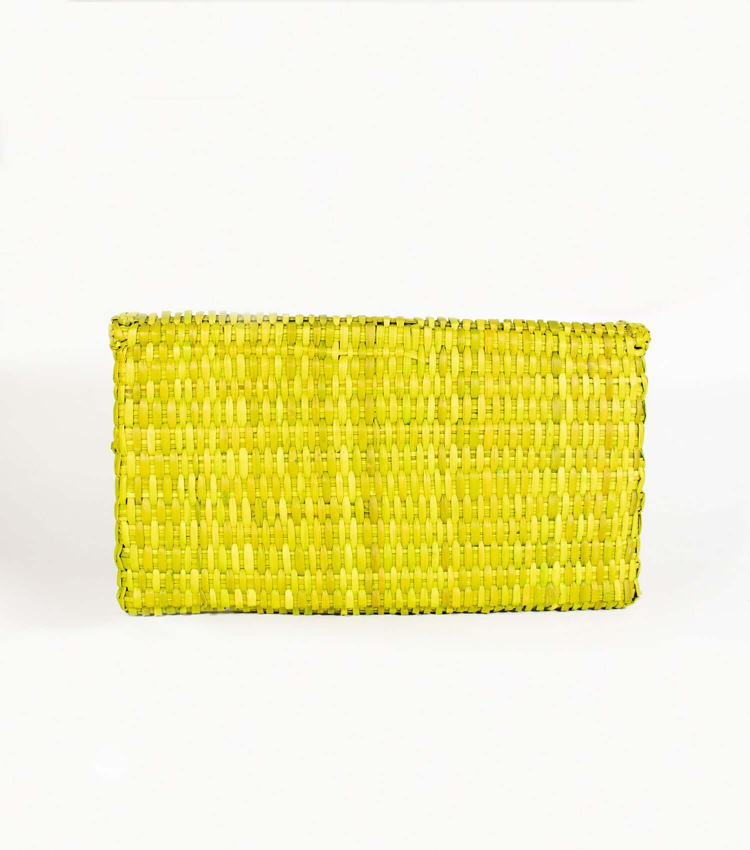 Lima envelope clutch green lime rear view – slim silhouette, handmade in Peru | Orange Inca