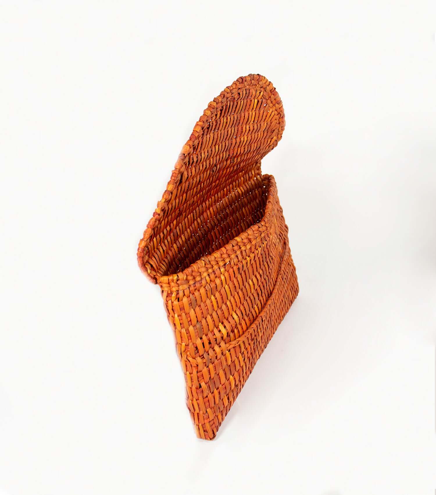 Inside Lima Clutch showing spacious storage - sustainable evening bag | Orange