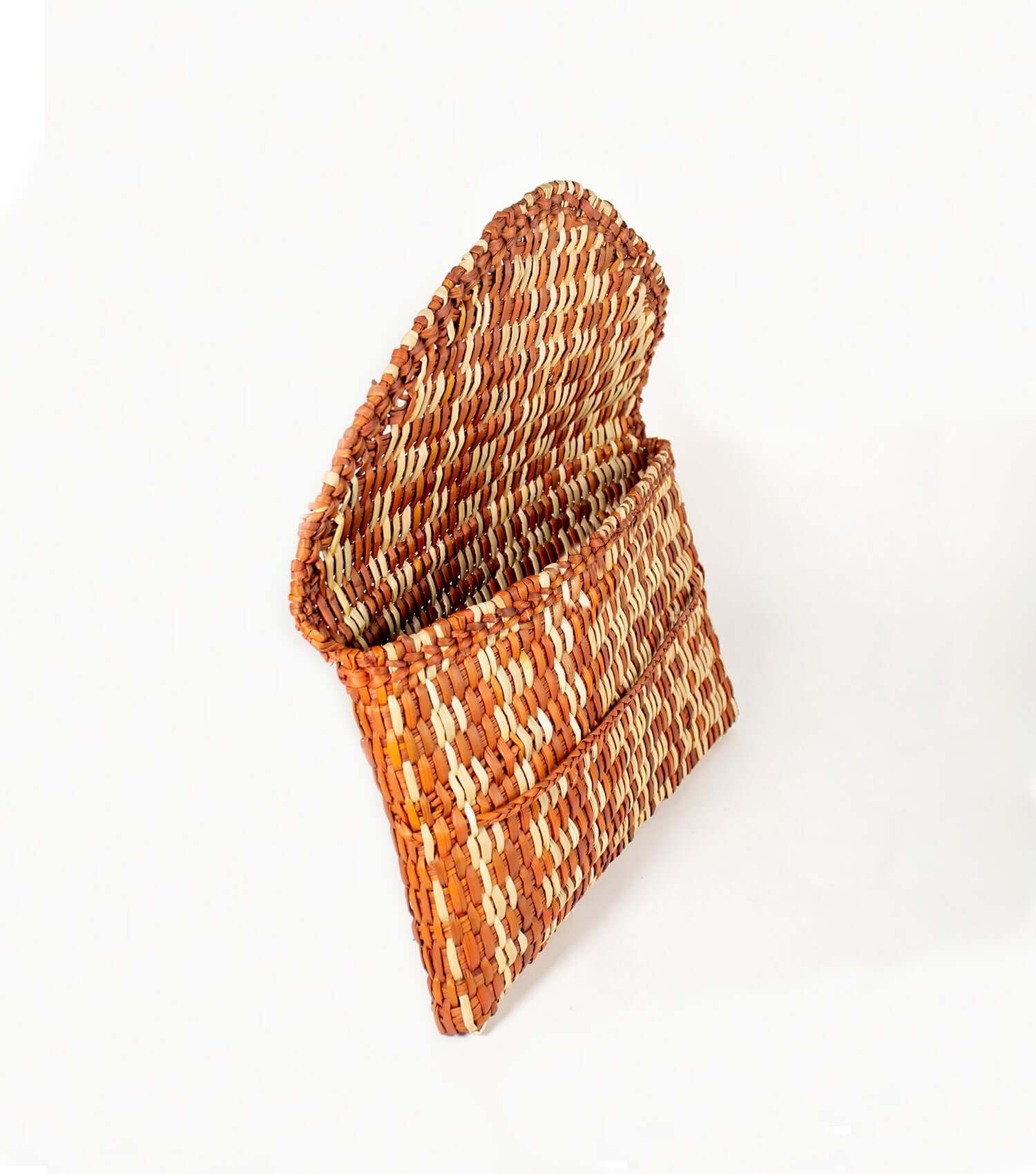 Lima Clutch interior with drawstring - artisanal envelope bag | Orange Terracota and Natural