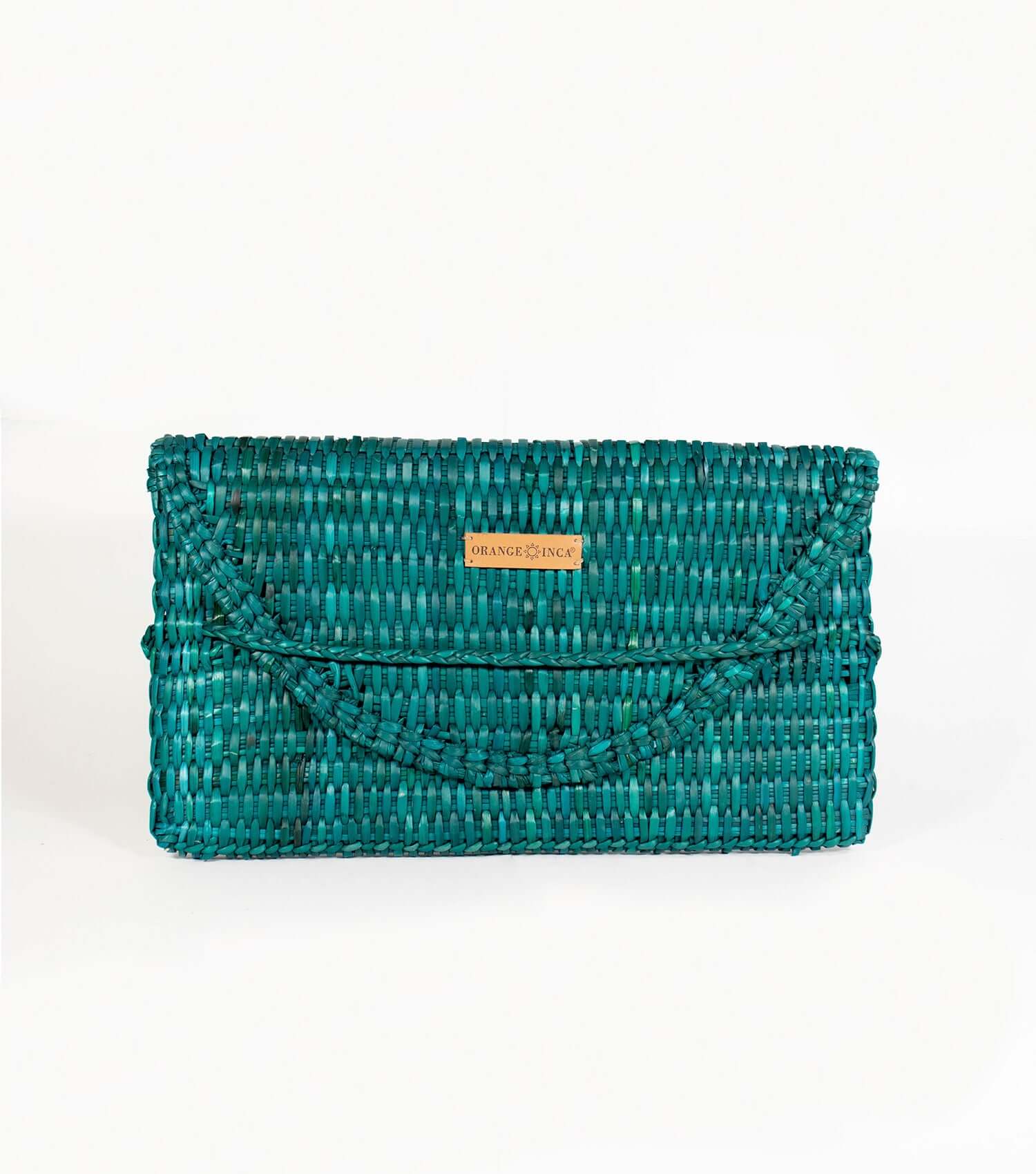 Orange Inca Lima Clutch - garden party bag | Turquoise