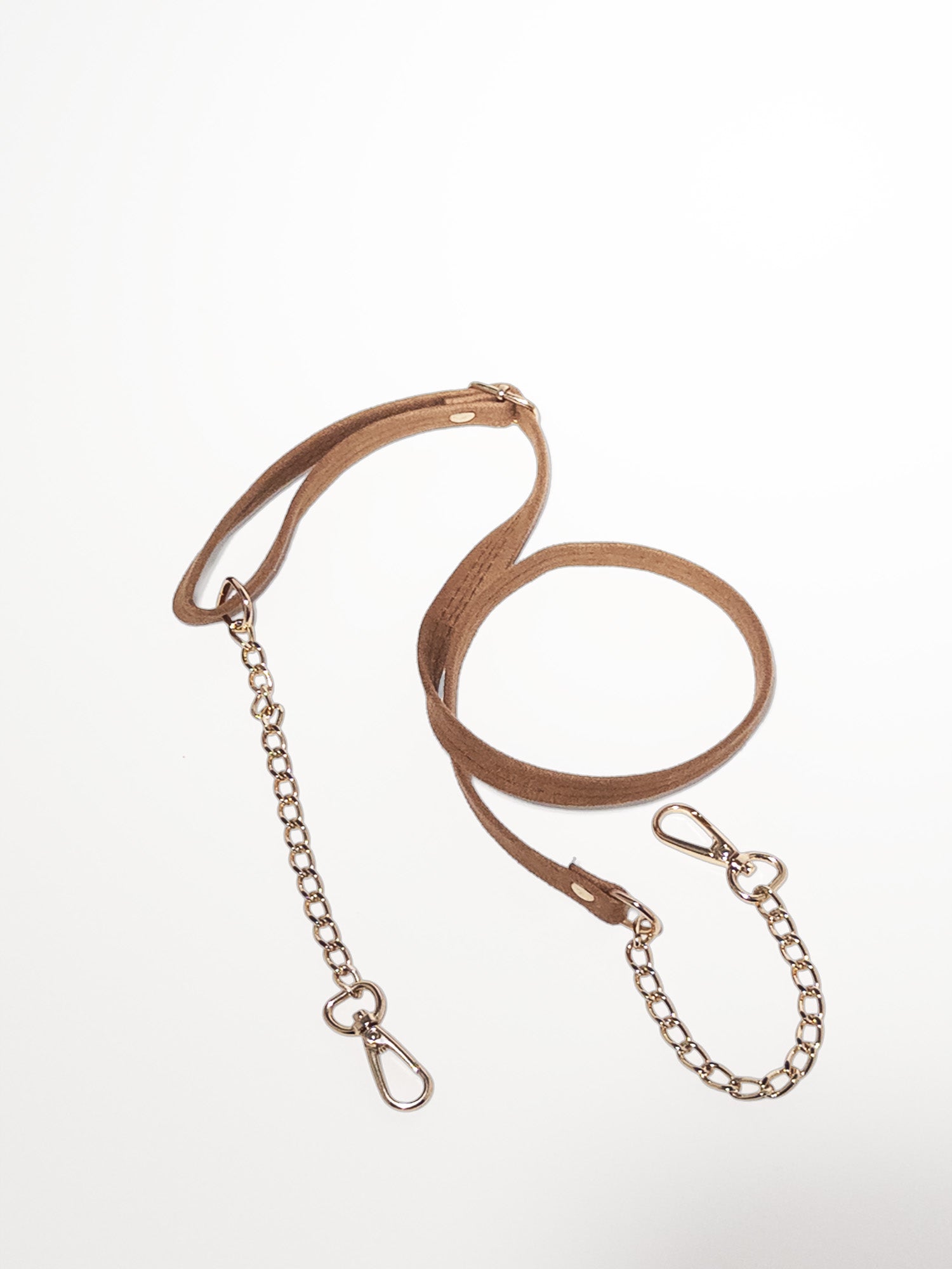 Chain-Accented Adjustable Faux Suede Crossbody Strap