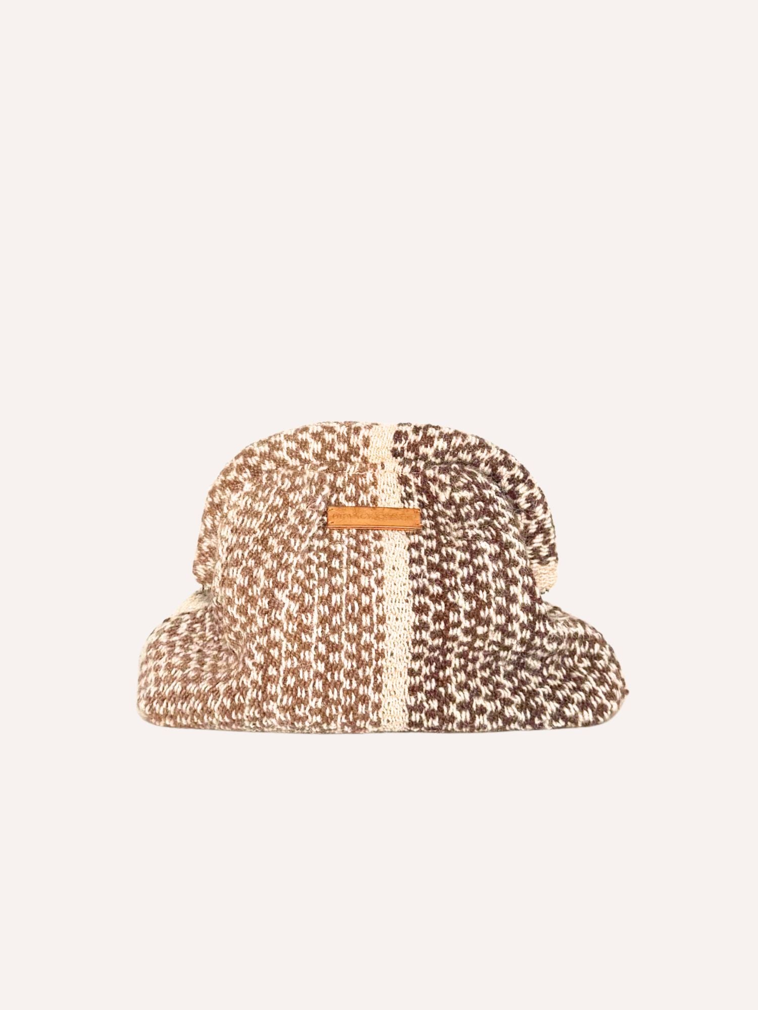 Luna Kiss Lock Frame Clutch - Alpaca in Browns and Ivory