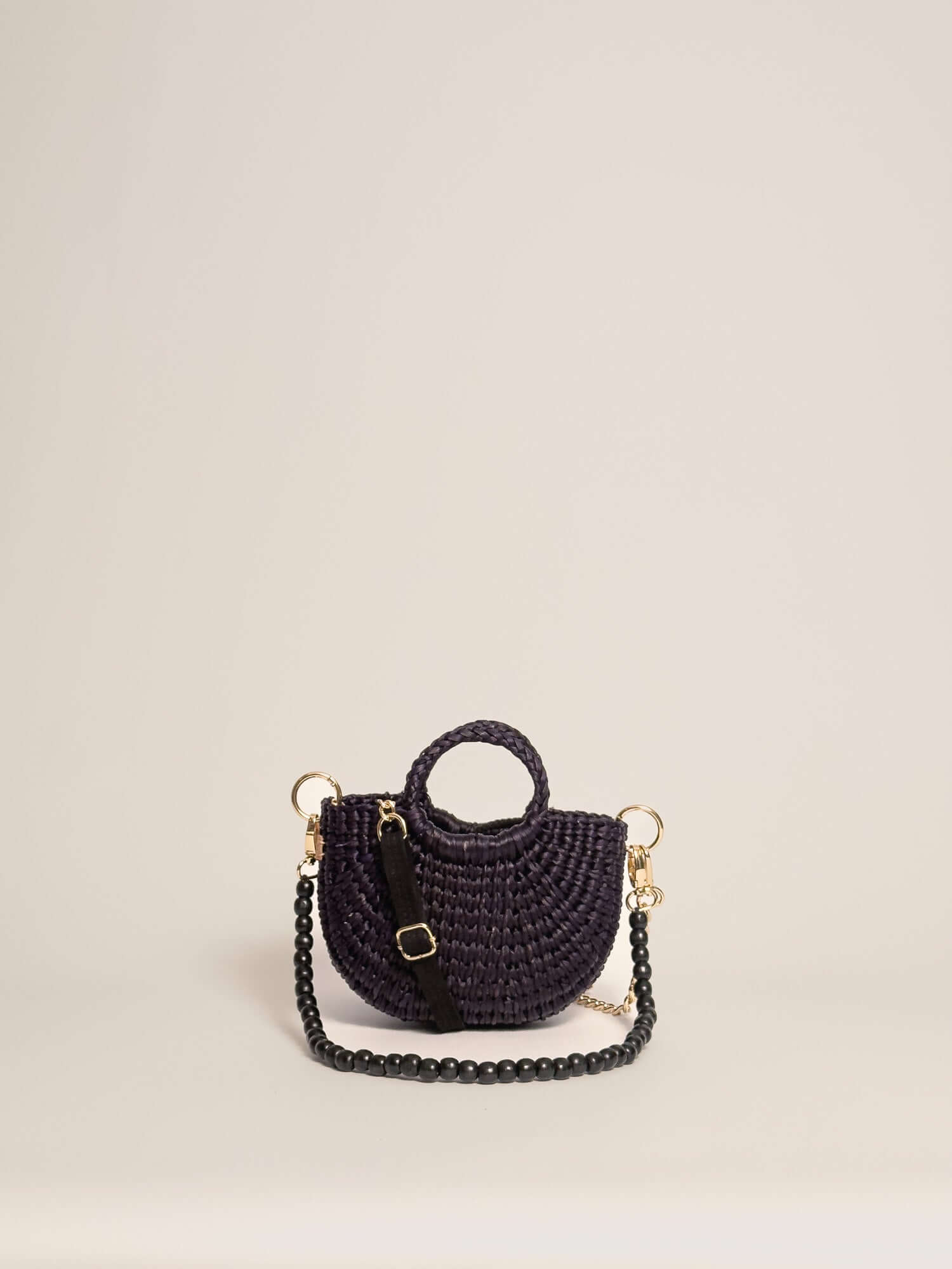 Designer straw crossbody bag by Orange Inca - summer mini purse | Black