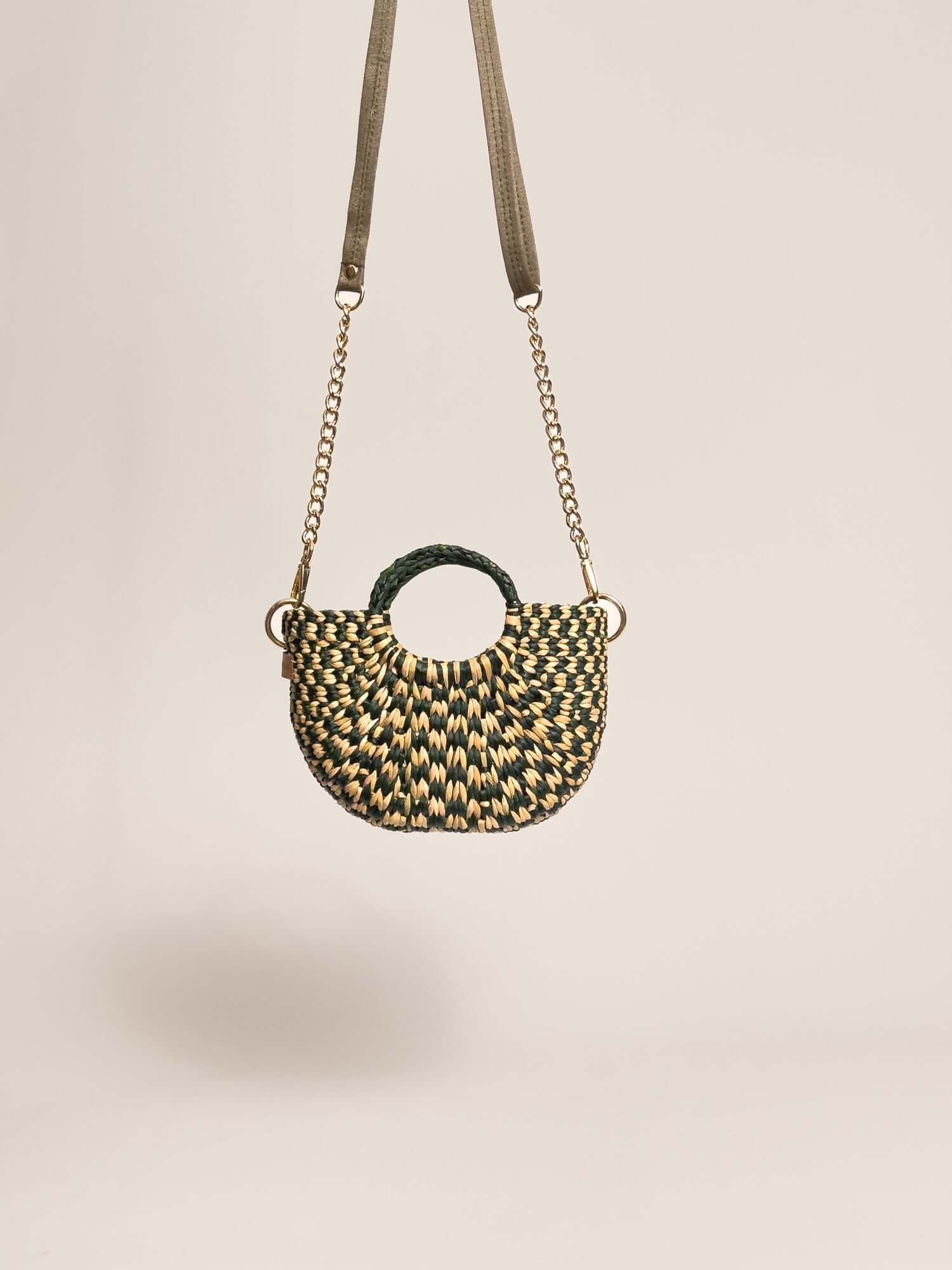 Orange Inca everyday mini bag w removalble straps | Checkered Olive Green